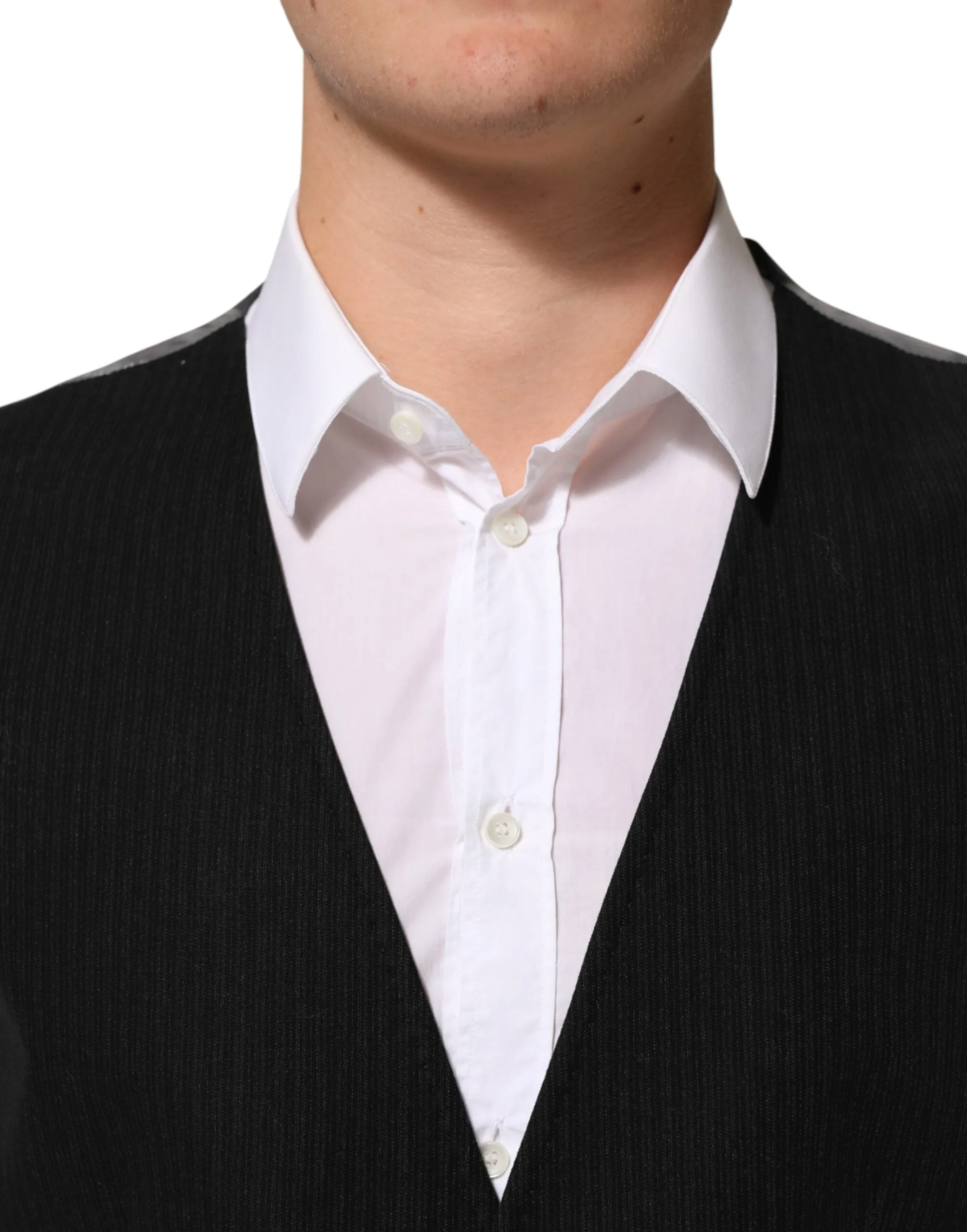 Dolce & Gabbana Black Cotton Waistcoat Dress Men Formal Vest sold by Siebentaschen product image thumbnail 5