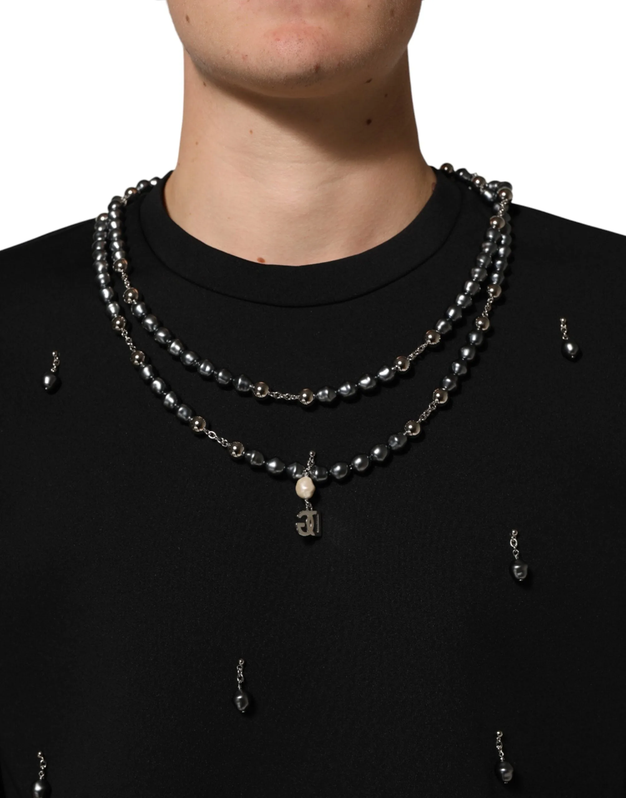 Dolce & Gabbana Black Polyester Necklace Embellished T-shirt sold by Siebentaschen product image thumbnail 5