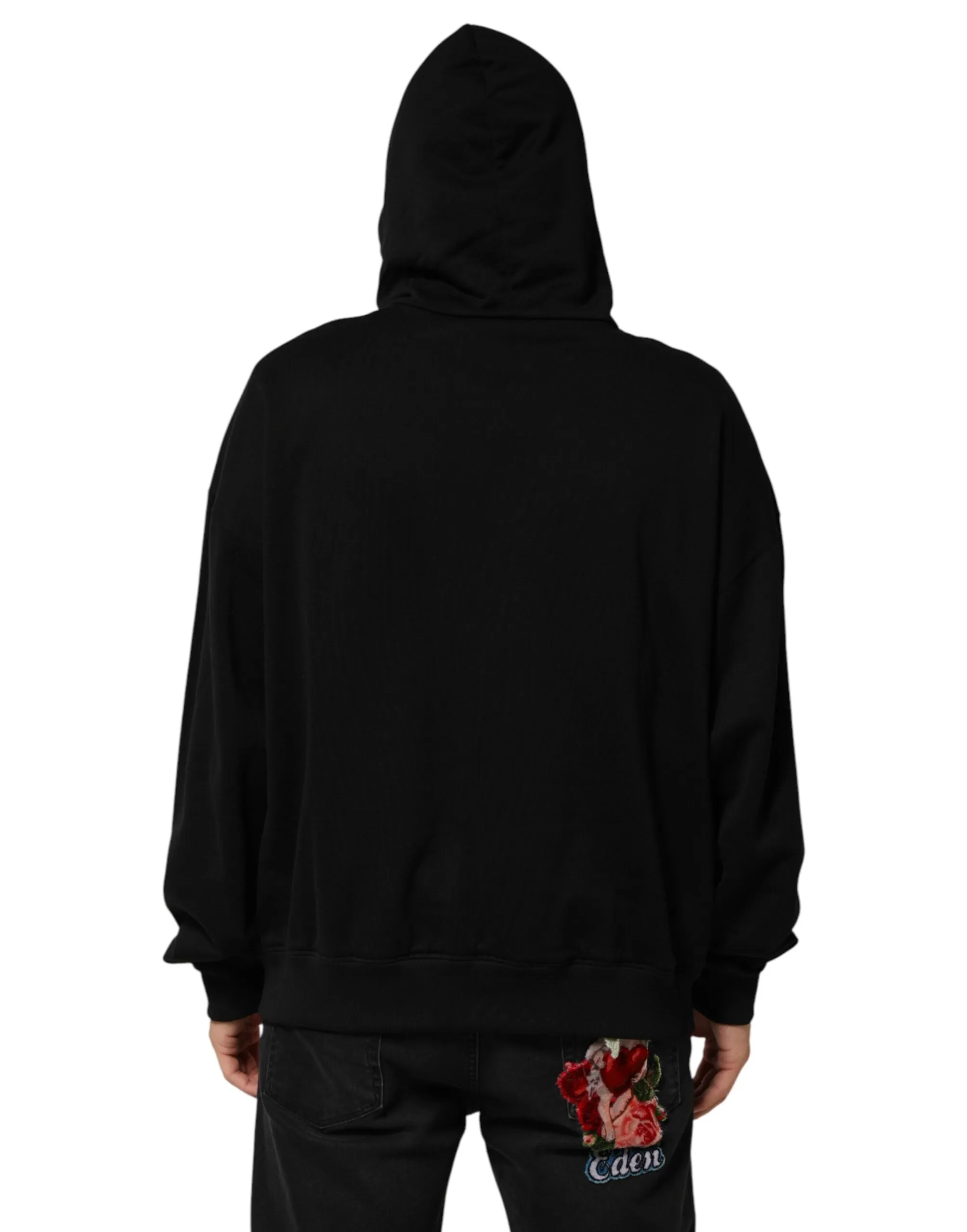 Dolce & Gabbana Black Printed Hooded Men Sweatshirt Sweater sold by Siebentaschen product image thumbnail 4