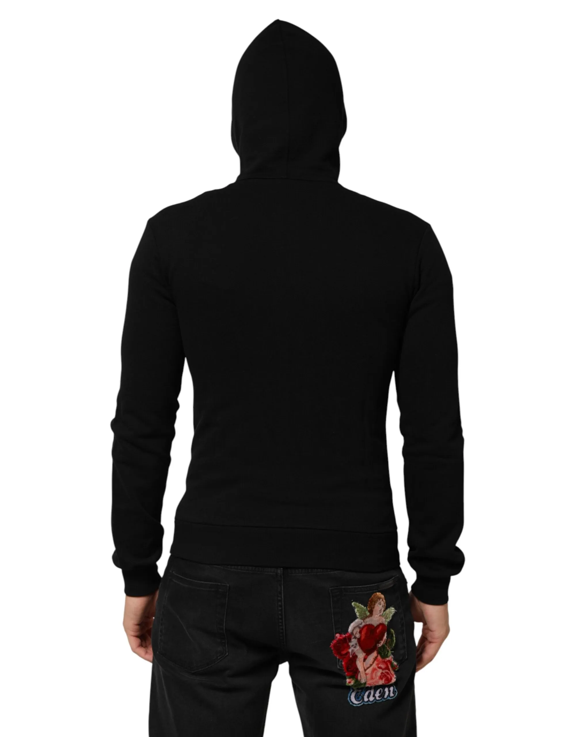 Dolce & Gabbana Sweater Black Cotton Hooded Men Sweatshirt Sweater sold by Siebentaschen product image thumbnail 4