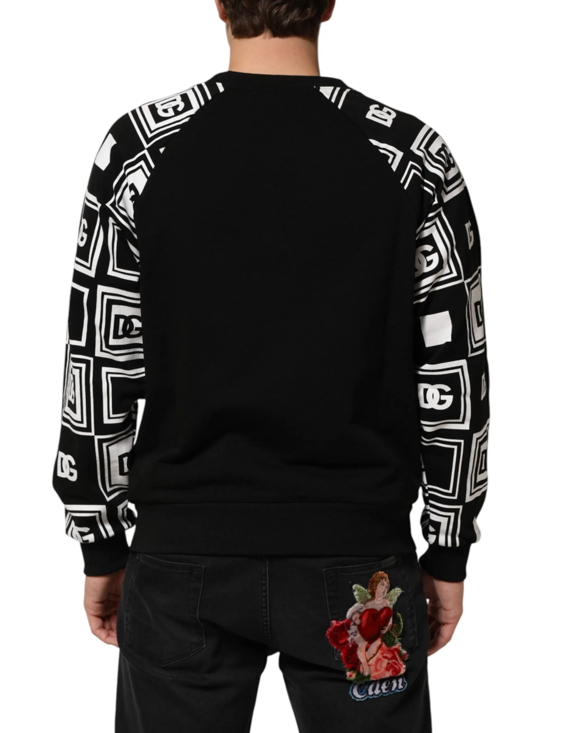 Dolce & Gabbana Black D&G Monogram Cotton Sweatshirt Sweater sold by Siebentaschen product image thumbnail 4