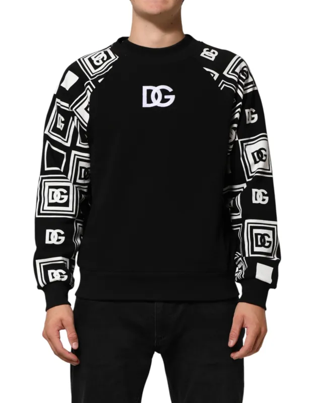 Dolce & Gabbana Black D&G Monogram Cotton Sweatshirt Sweater sold by Siebentaschen