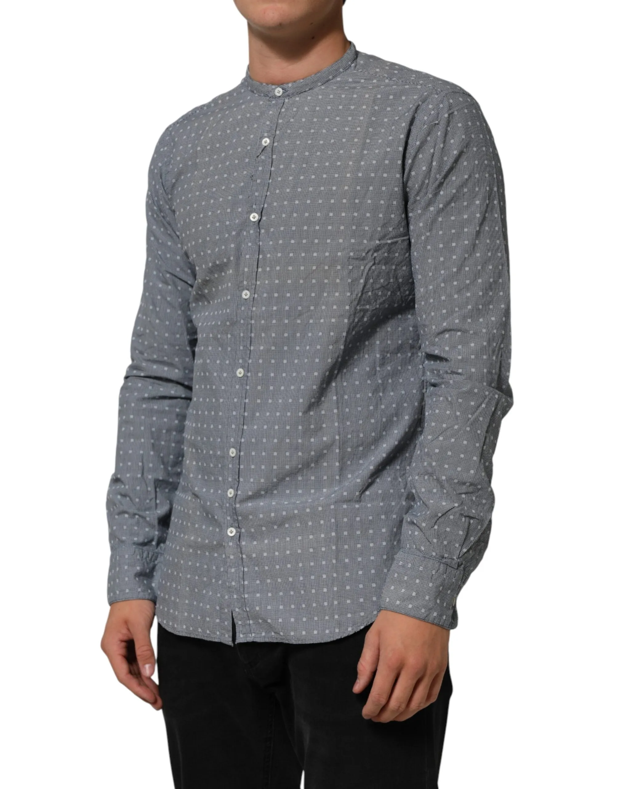 AGLINI Gray Polka Dot Cotton Button Down Long Sleeves Shirt sold by Siebentaschen product image thumbnail 3