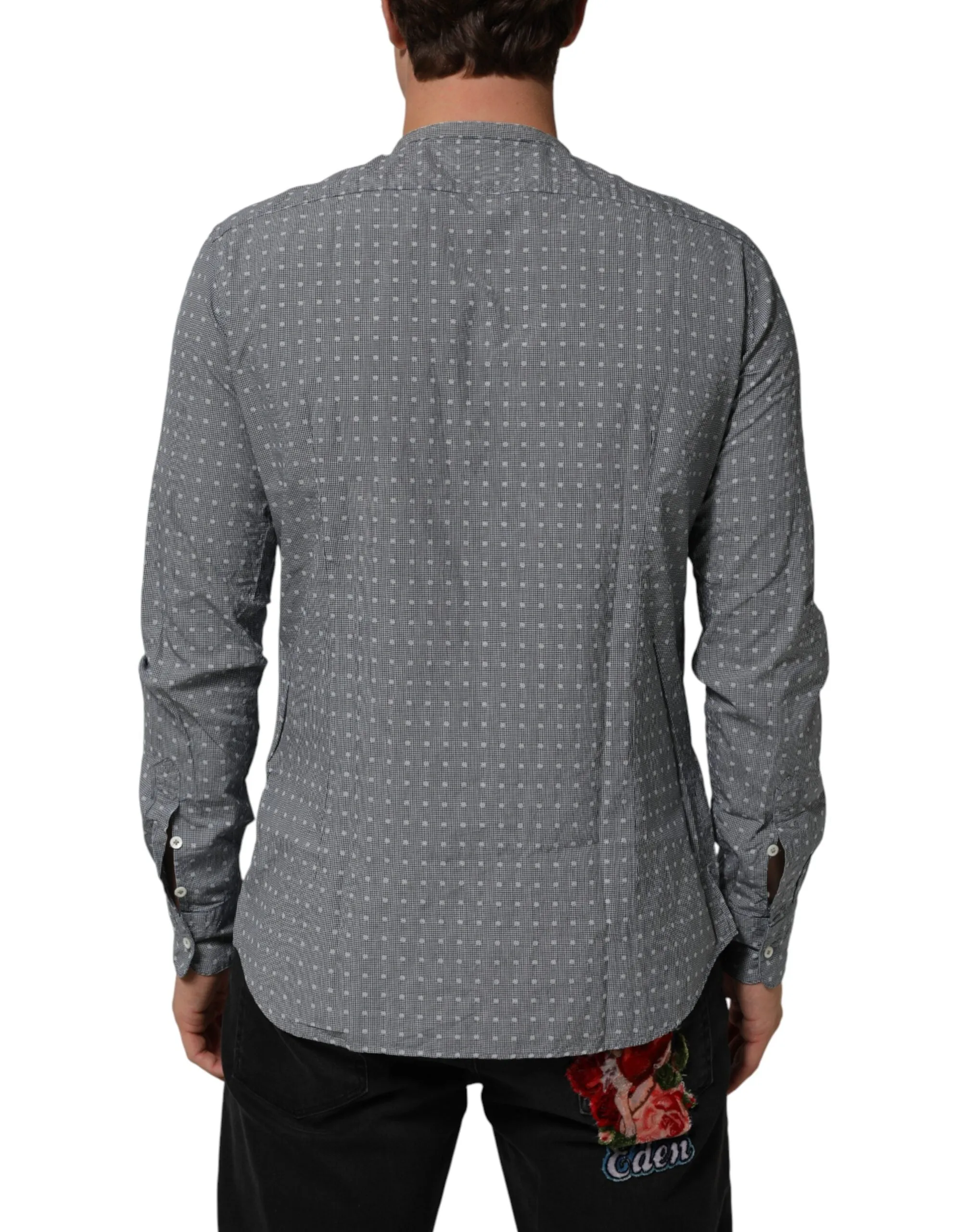 AGLINI Gray Polka Dot Cotton Button Down Long Sleeves Shirt sold by Siebentaschen product image thumbnail 4