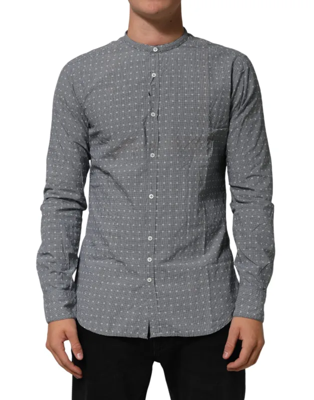 AGLINI Gray Polka Dot Cotton Button Down Long Sleeves Shirt sold by Siebentaschen