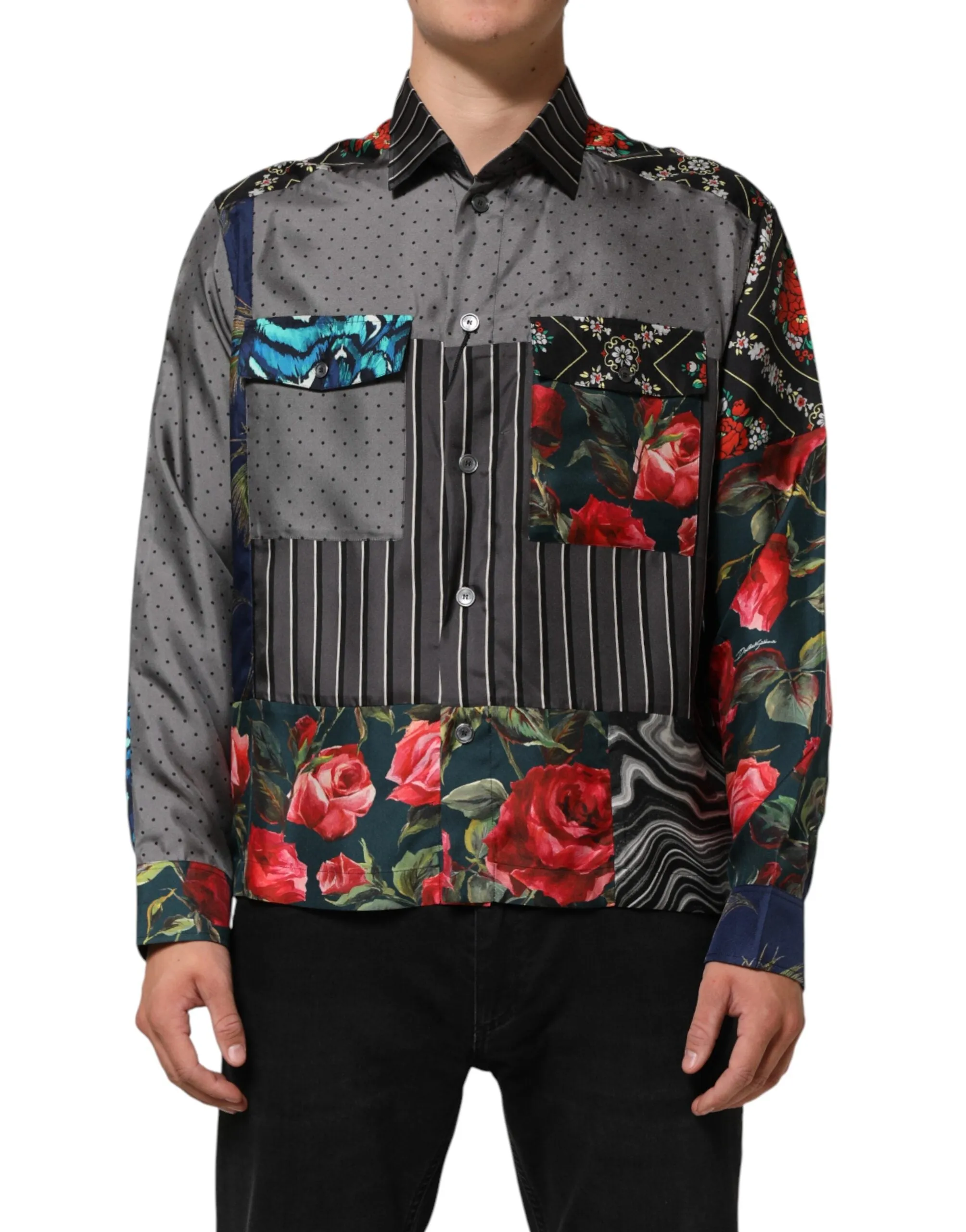 Dolce & Gabbana Multicolor Patchwork Long Sleeves Silk Shirt sold by Siebentaschen product image thumbnail 2