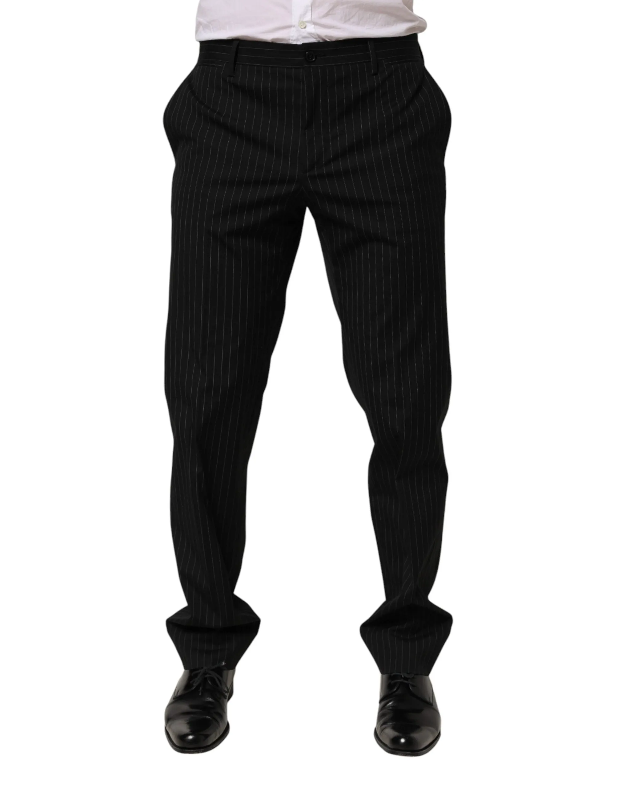 Dolce & Gabbana Black Striped Dress Formal Men Trouser Pants sold by Siebentaschen