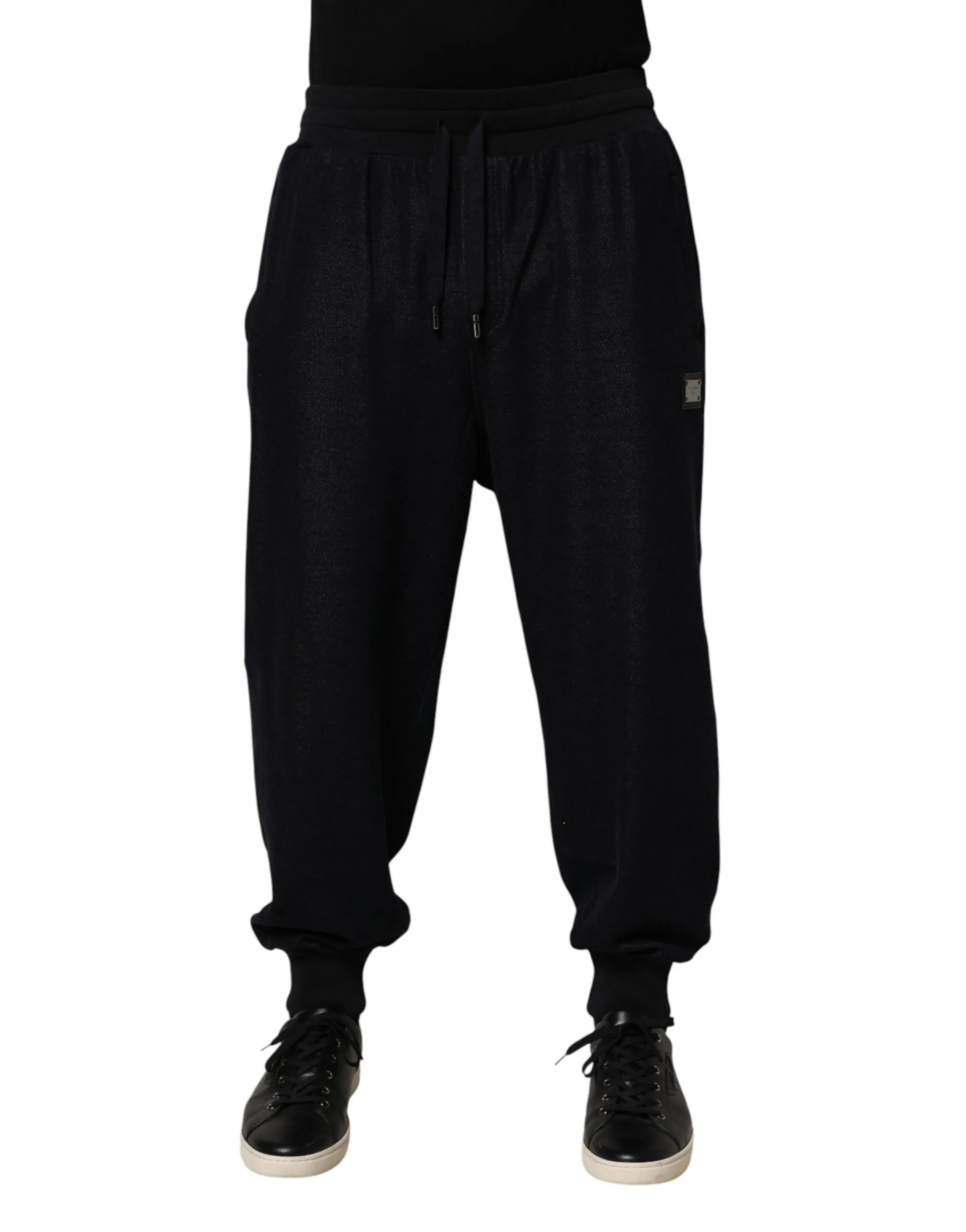 Dolce & Gabbana Black Cotton Blend Drawstring Jogger Jogger Pants sold by Siebentaschen