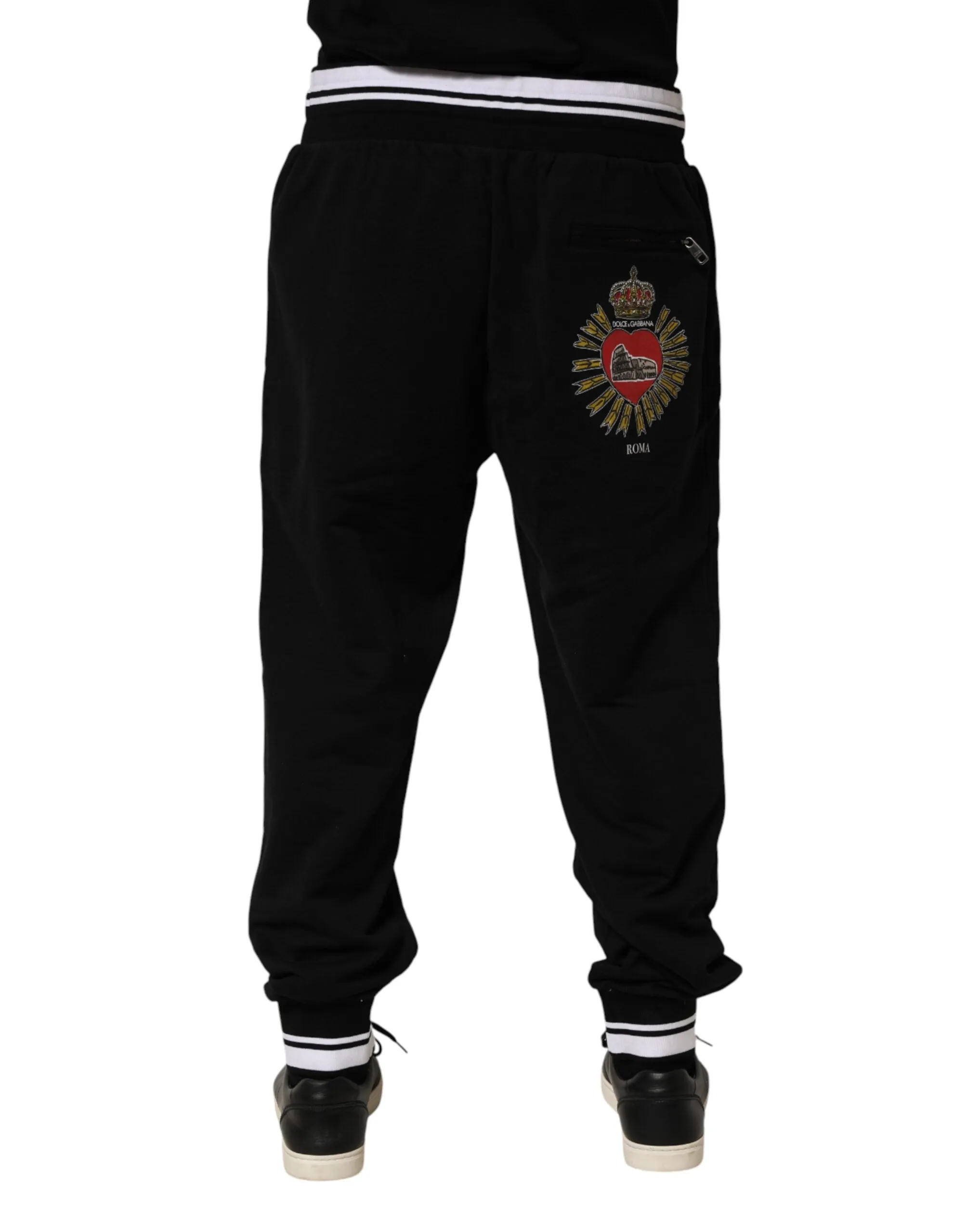 Dolce & Gabbana Black Cotton Sacred-Heart Men Jogger Pants sold by Siebentaschen product image thumbnail 4