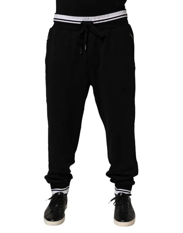 Dolce & Gabbana Black Cotton Sacred-Heart Men Jogger Pants sold by Siebentaschen
