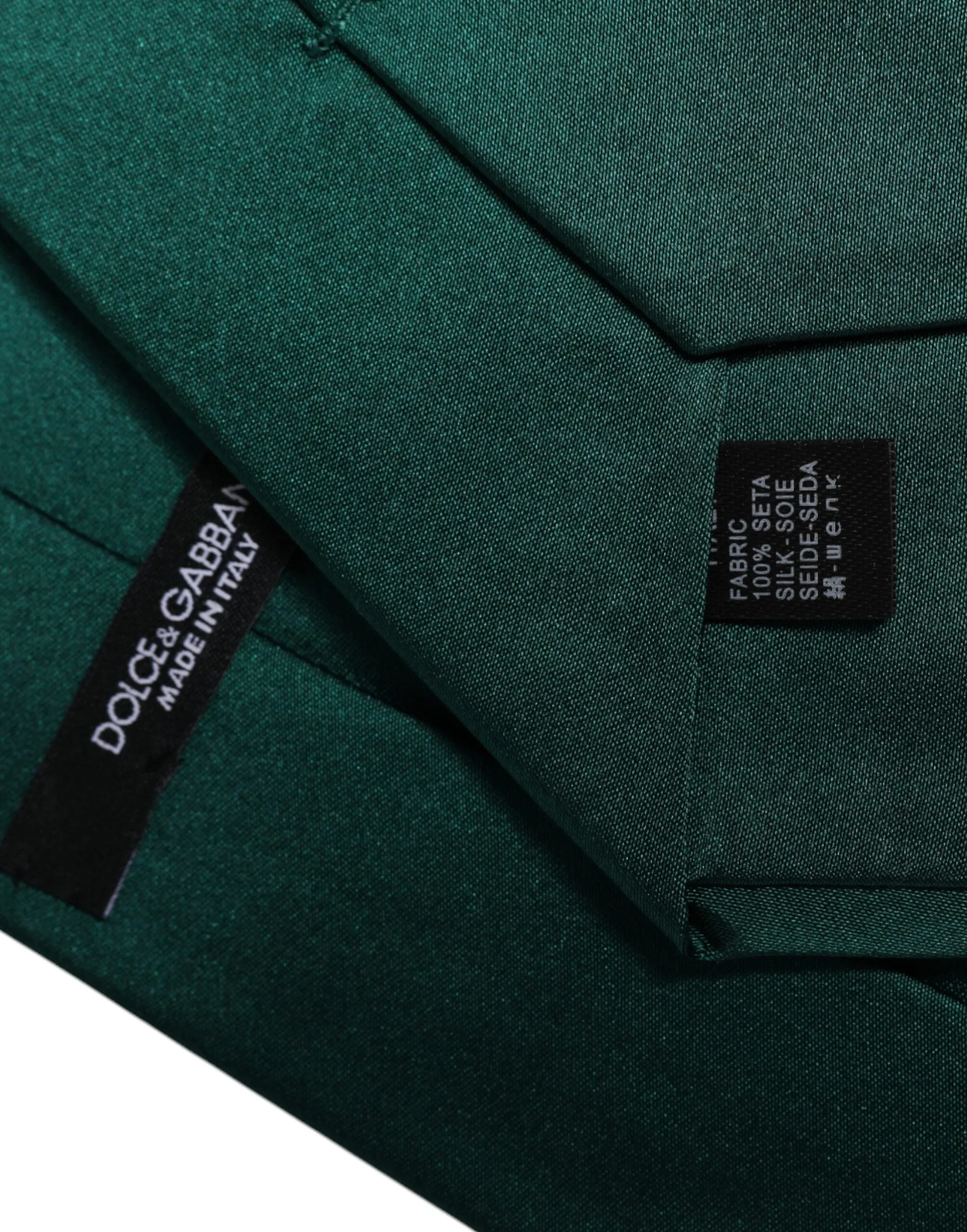 Dolce & Gabbana Green Solid Cotton Adjustable Necktie Tie sold by Siebentaschen product image thumbnail 5