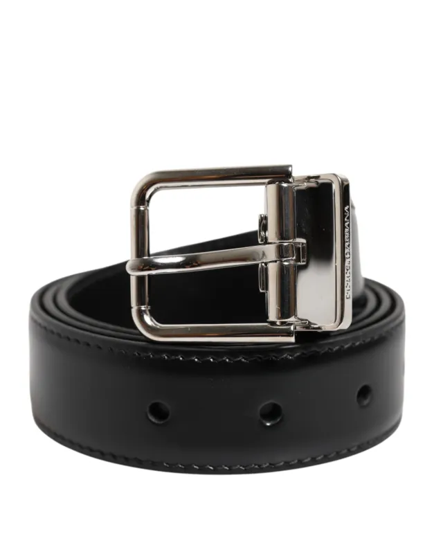 Dolce & Gabbana Black Classic Leather Metal Buckle Belt sold by Siebentaschen