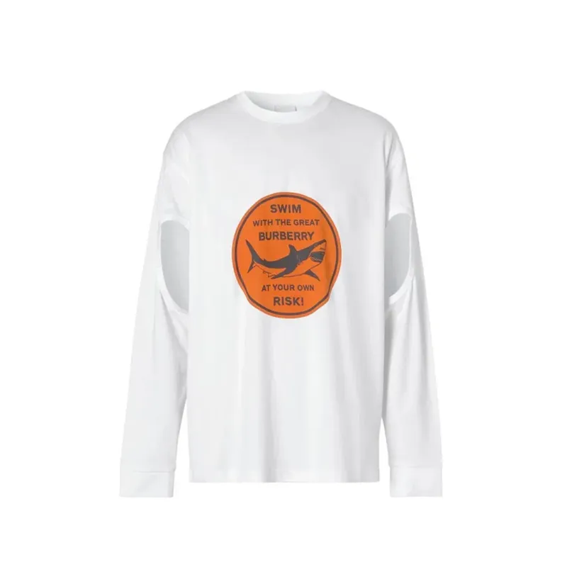 Burberry Cut-Out Sleeve Shark Graphic T-shirt sold by Siebentaschen