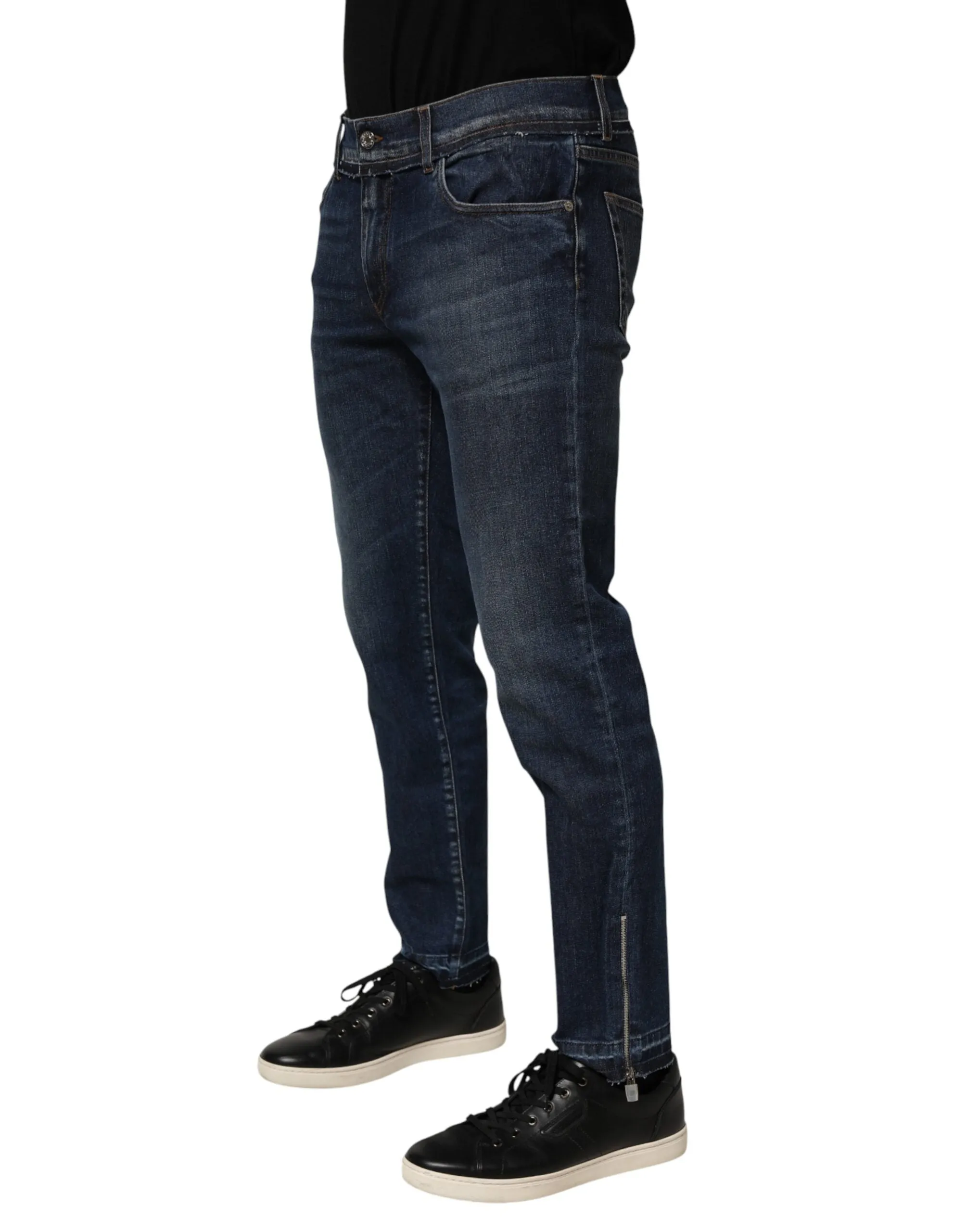 Dolce & Gabbana Blue Cotton Stretch Skinny Men Denim Jeans sold by Siebentaschen product image thumbnail 3