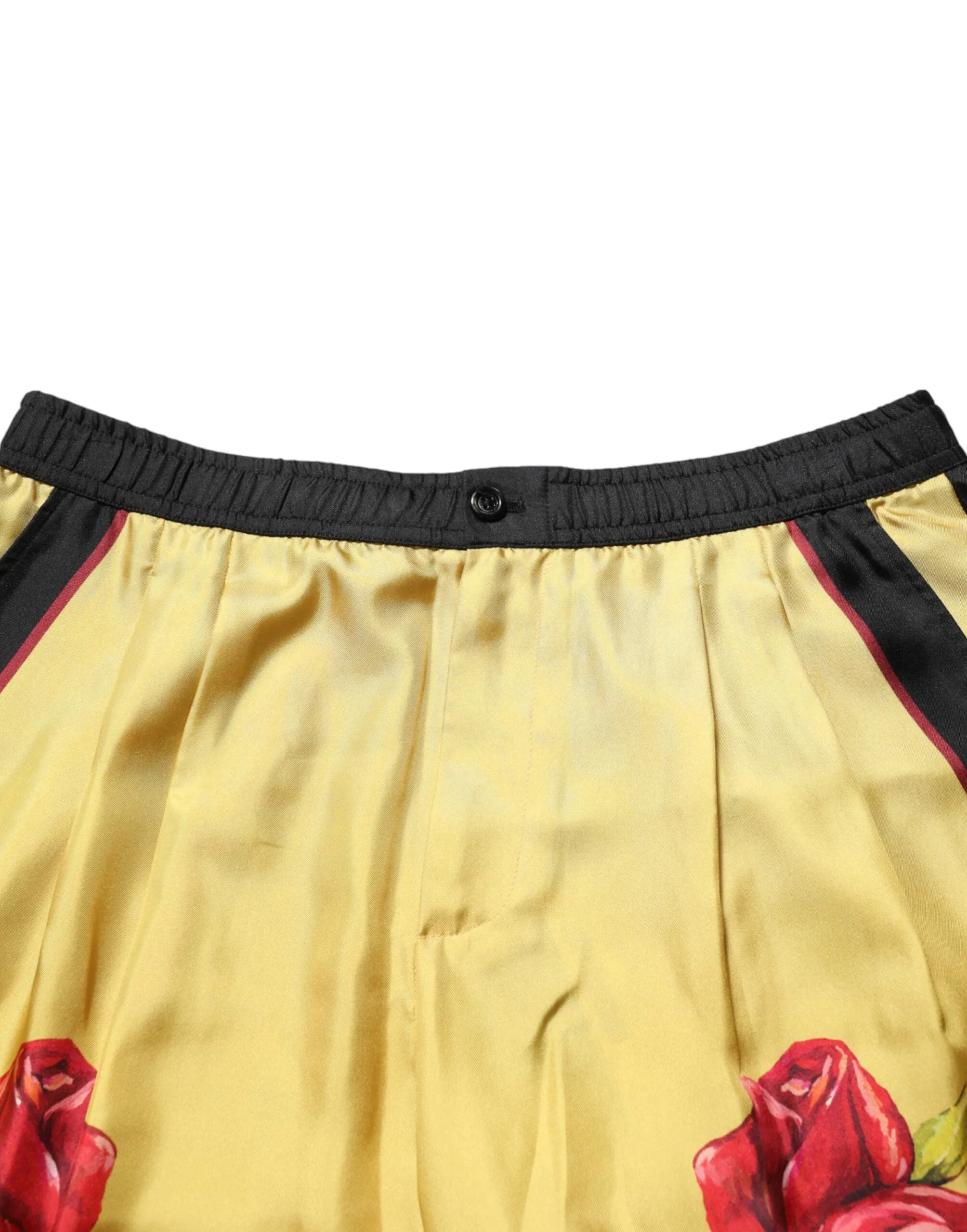Dolce & Gabbana Yellow Floral Print Silk Men Bermuda Shorts sold by Siebentaschen product image thumbnail 5
