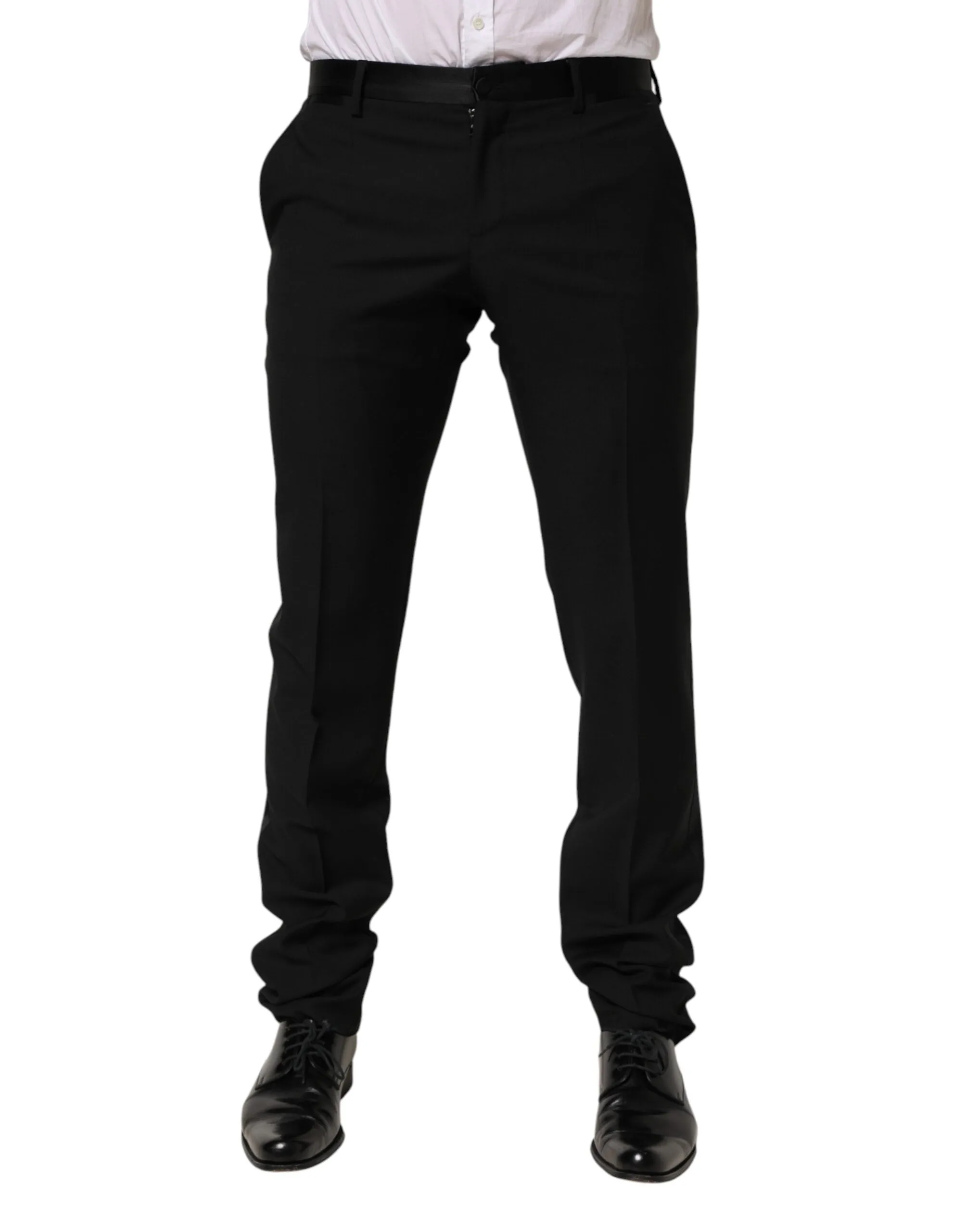 Dolce & Gabbana Black Wool Formal Dress Men Trouser Pants sold by Siebentaschen