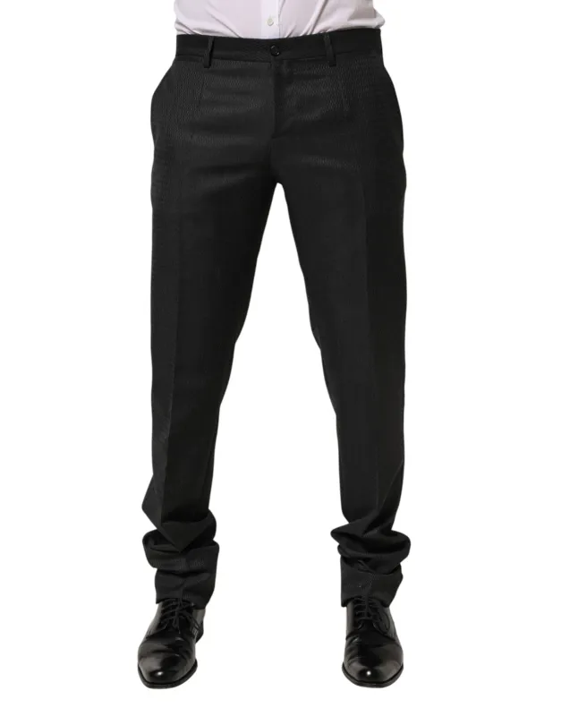 Dolce & Gabbana Black Wool Formal Dress Men Trouser Pants sold by Siebentaschen