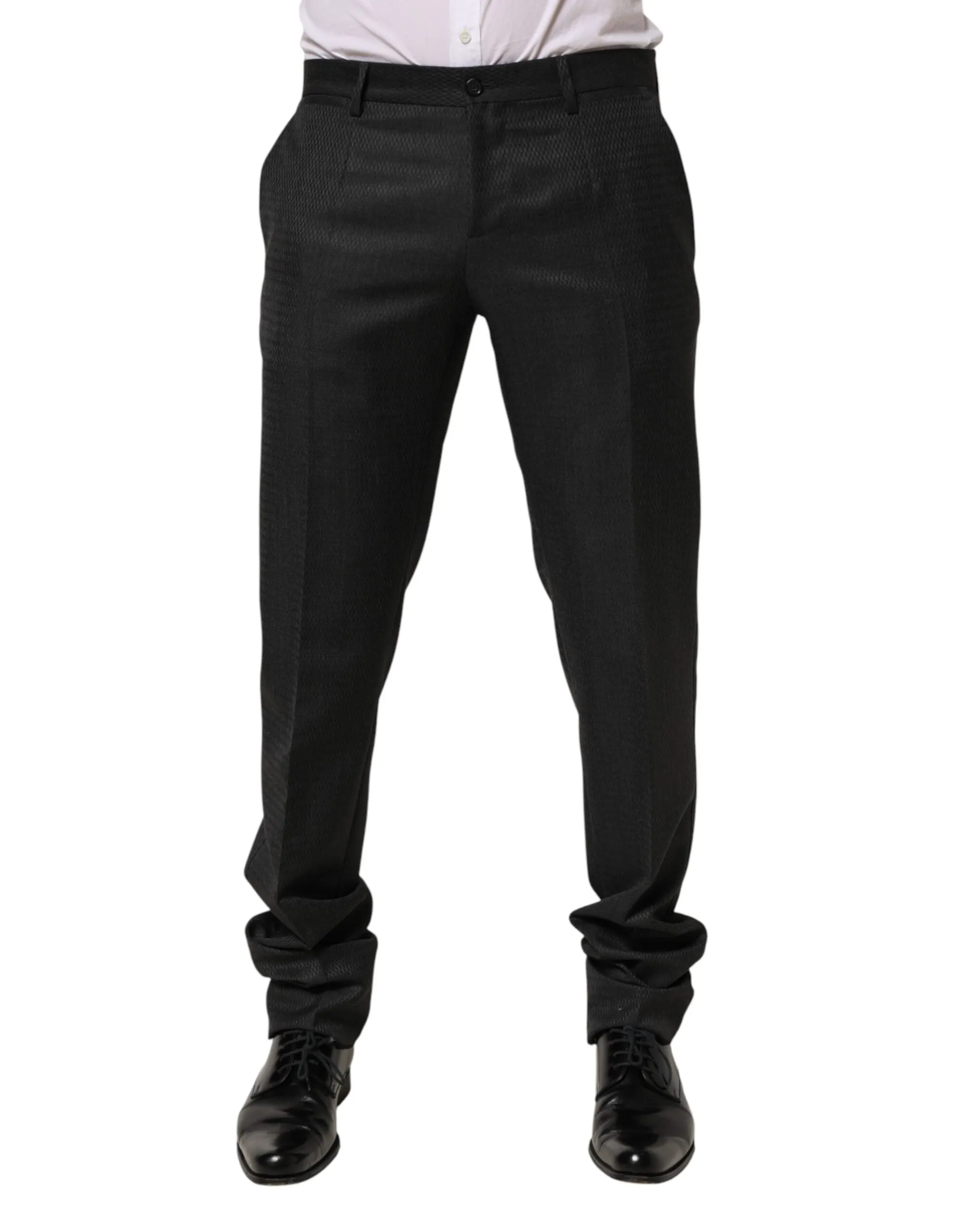 Dolce & Gabbana Black Wool Formal Dress Men Trouser Pants sold by Siebentaschen