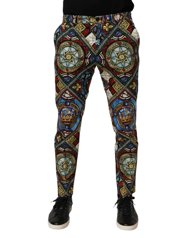 Dolce & Gabbana Multicolor Stained Glass Window Style Print Men Pants sold by Siebentaschen