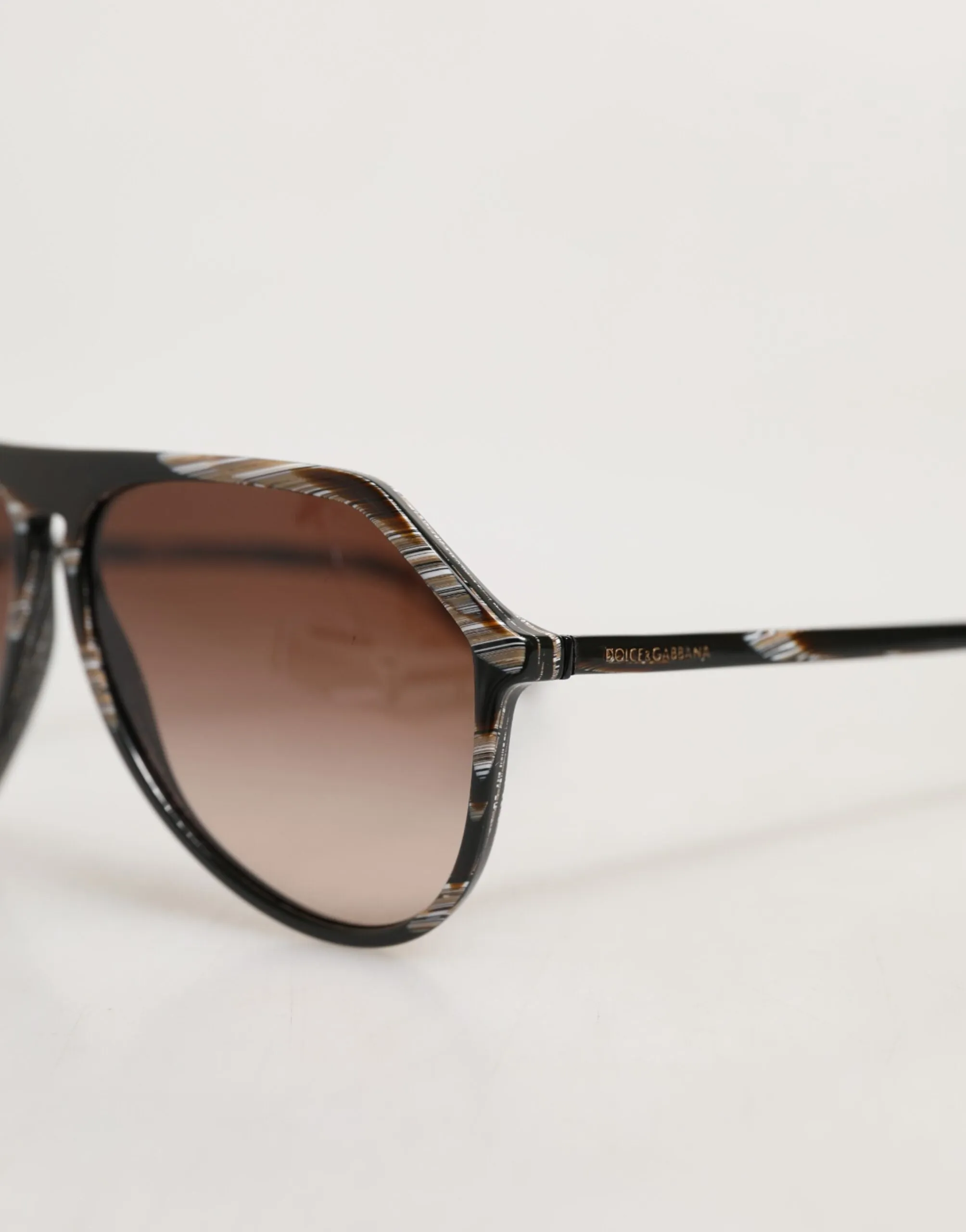 Dolce & Gabbana Modified Aviator Striped Brown Acetate Gradient Sunglasses sold by Siebentaschen product image thumbnail 5