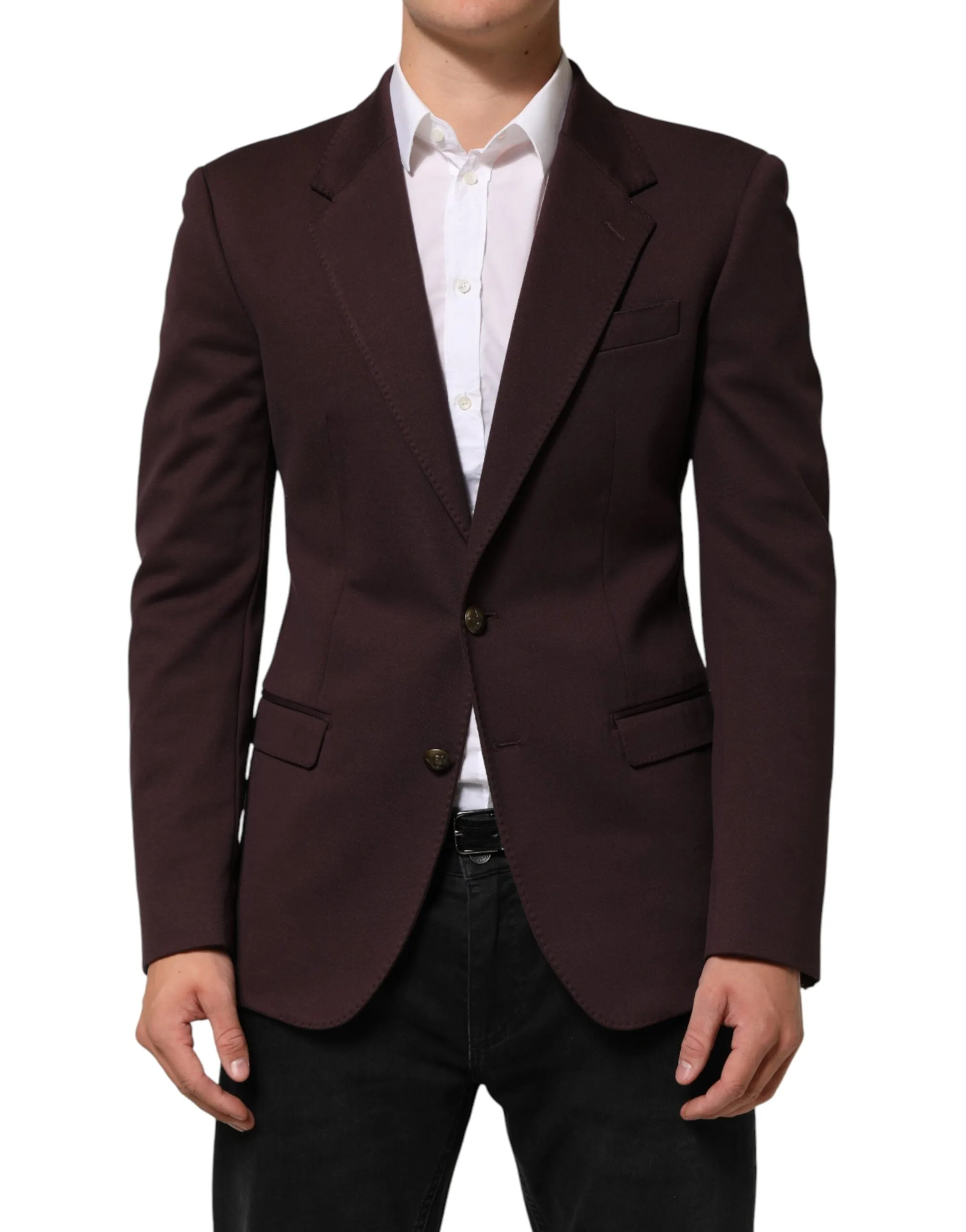 Dolce & Gabbana Maroon Cotton 2 Buttons Suit Jacket Blazer sold by Siebentaschen product image thumbnail 2