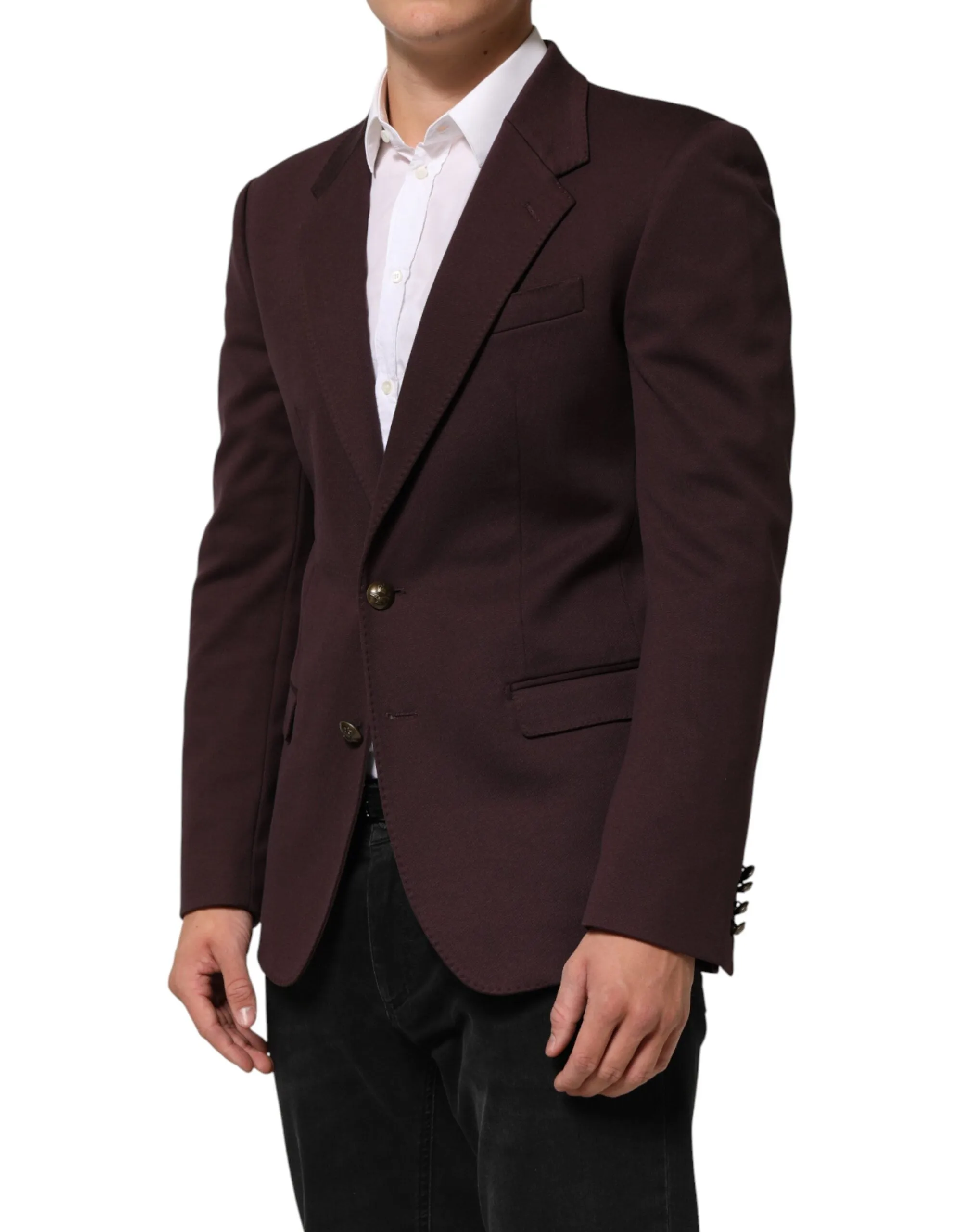 Dolce & Gabbana Maroon Cotton 2 Buttons Suit Jacket Blazer sold by Siebentaschen product image thumbnail 3