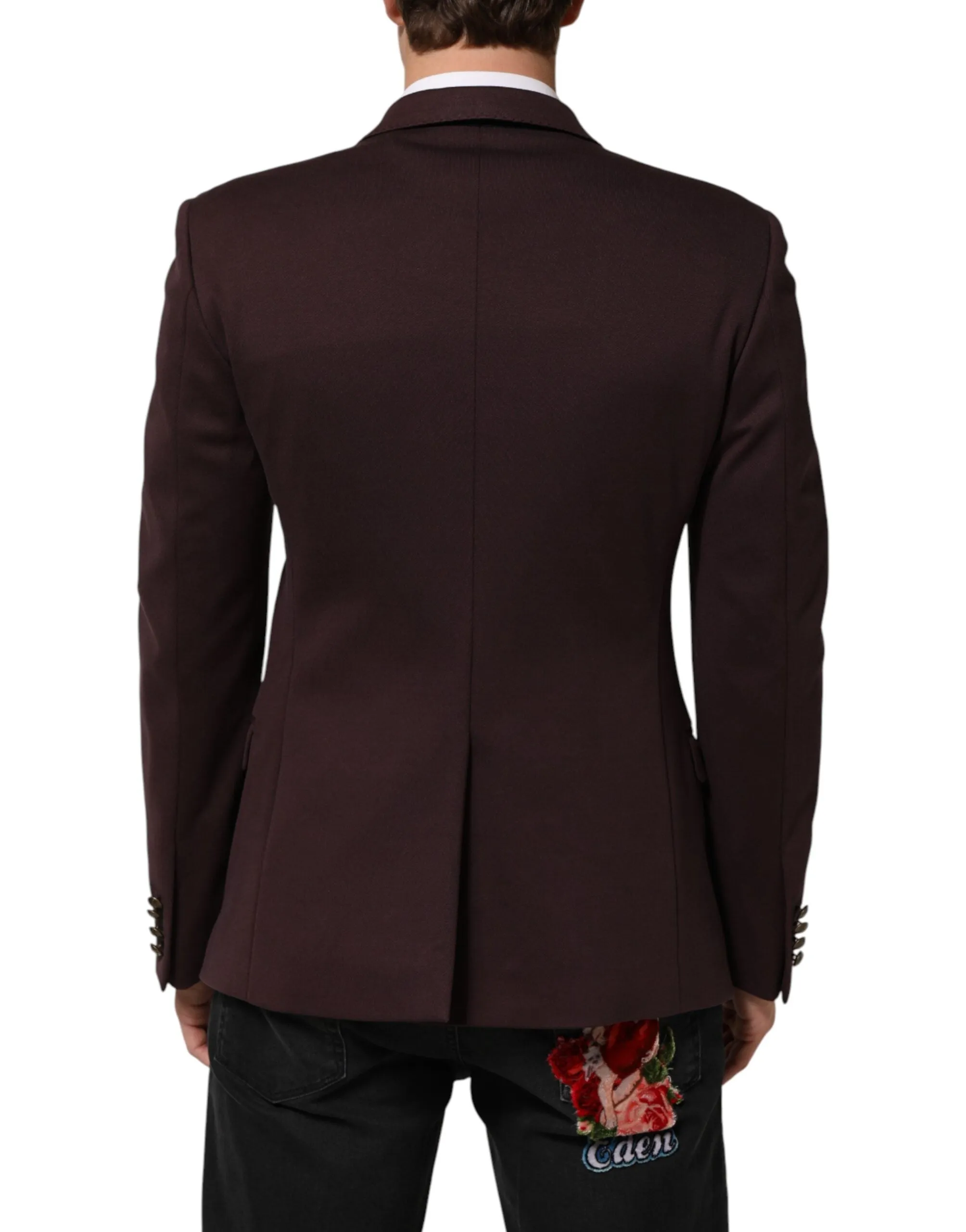 Dolce & Gabbana Maroon Cotton 2 Buttons Suit Jacket Blazer sold by Siebentaschen product image thumbnail 4