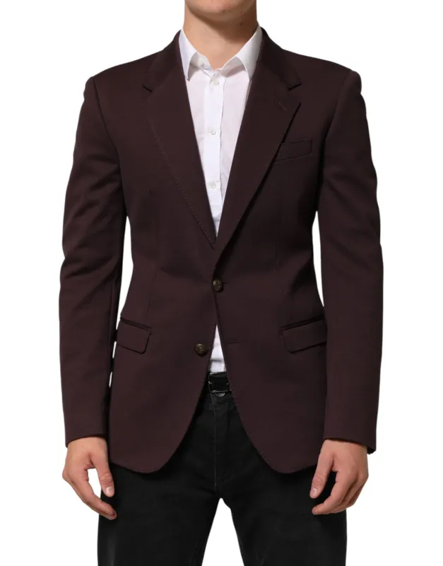 Dolce & Gabbana Maroon Cotton 2 Buttons Suit Jacket Blazer sold by Siebentaschen