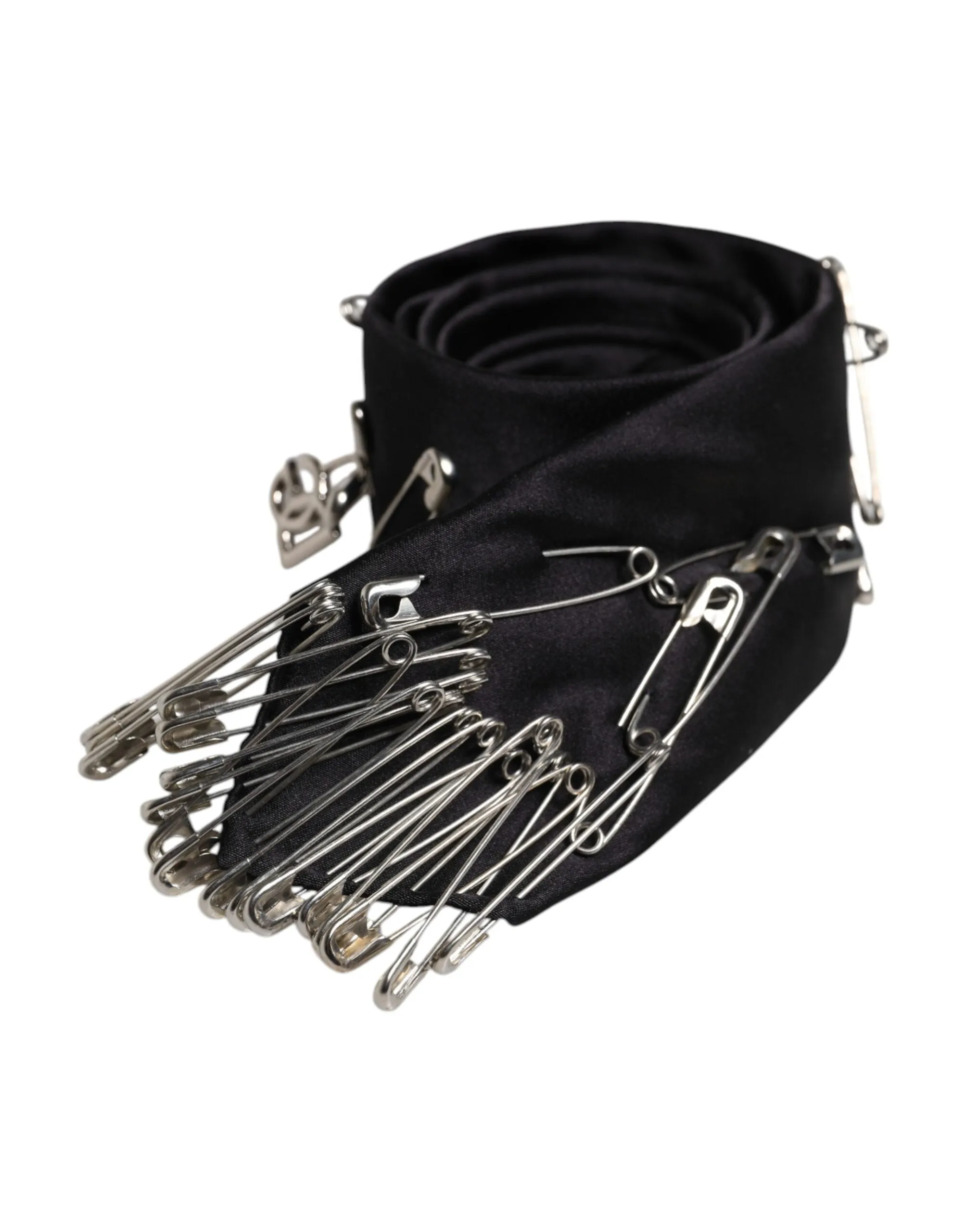Dolce & Gabbana Black Safety Pins Silk Adjustable Necktie Accessory Tie sold by Siebentaschen product image thumbnail 3