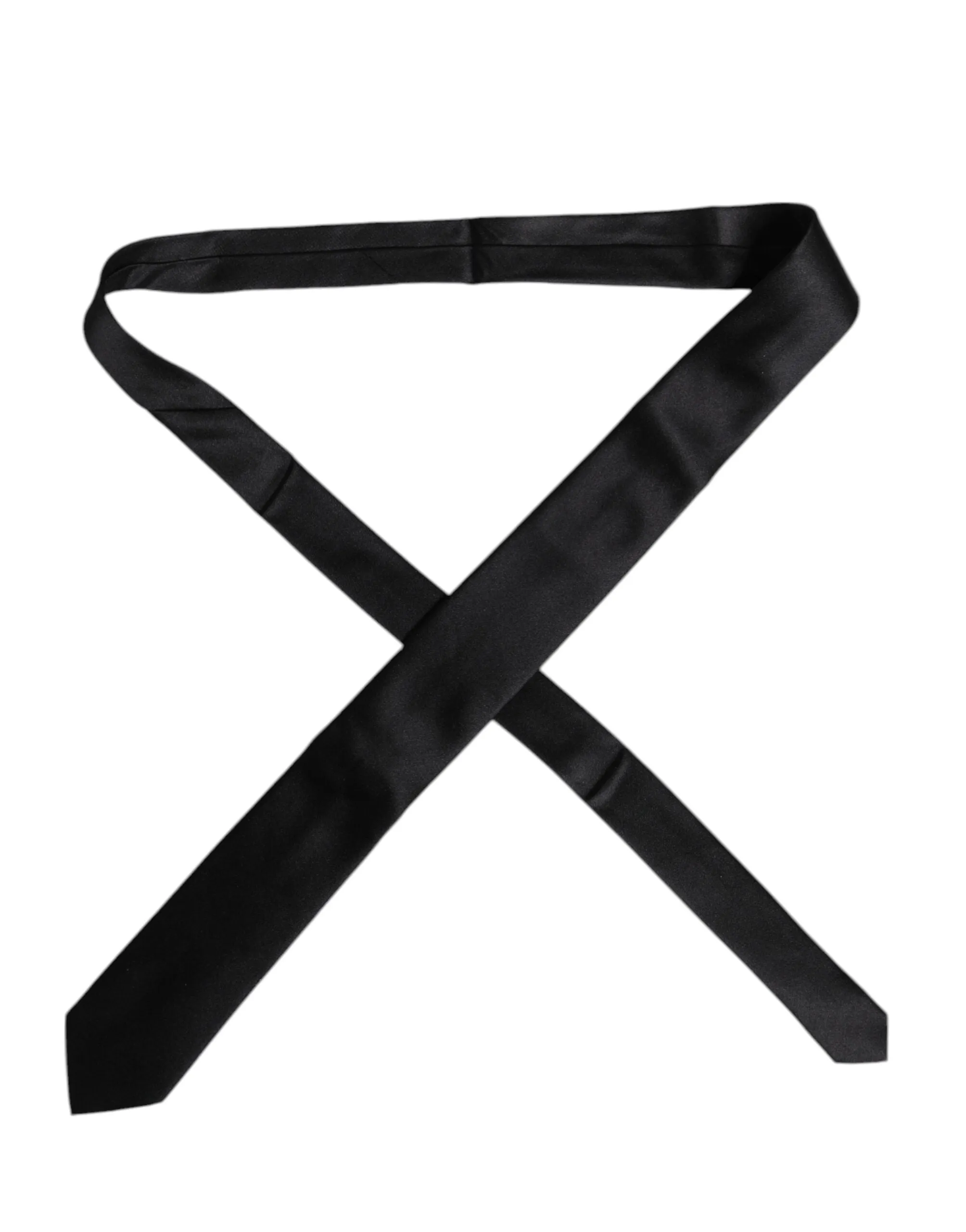 Dolce & Gabbana Men Black Solid Silk Adjustable Necktie Accessory Tie sold by Siebentaschen product image thumbnail 4
