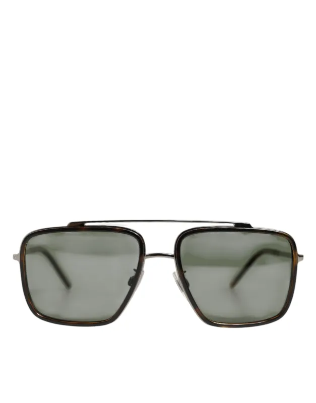 Dolce & Gabbana Silver Metal Frame Polarized Navigator Sunglasses sold by Siebentaschen