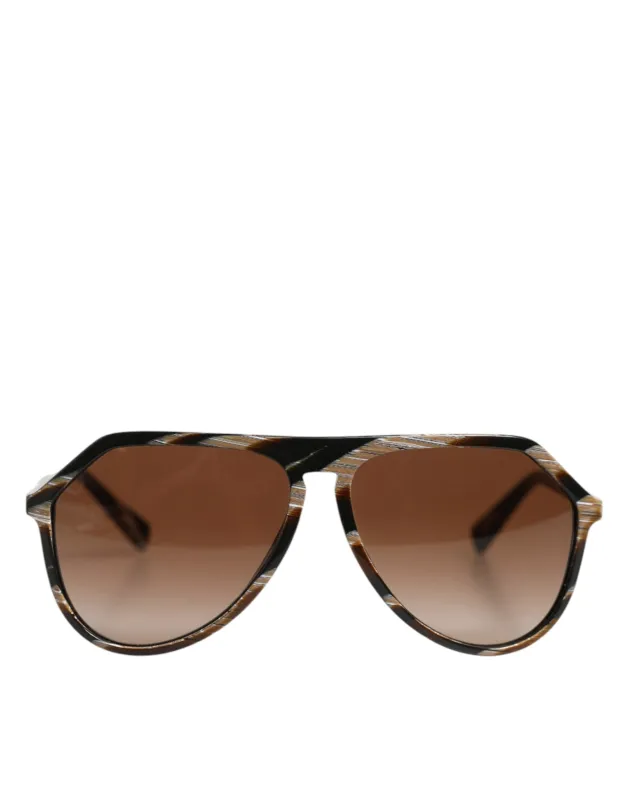 Dolce & Gabbana Brown Full Rim Acetate Pilot Eyewear Sunglasses sold by Siebentaschen