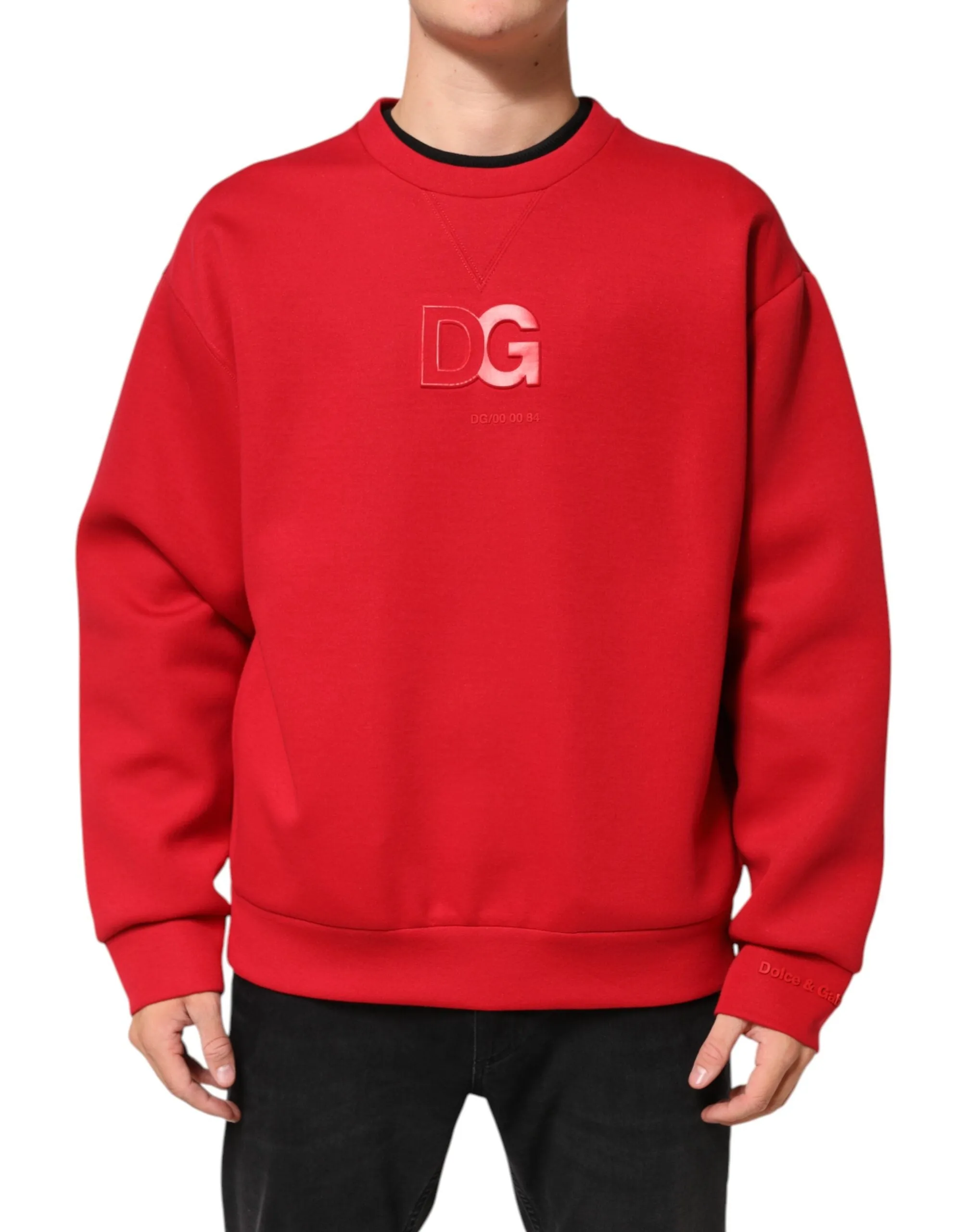 Dolce & Gabbana Red DG Logo Crew Neck Men Sweatshirt Sweater sold by Siebentaschen