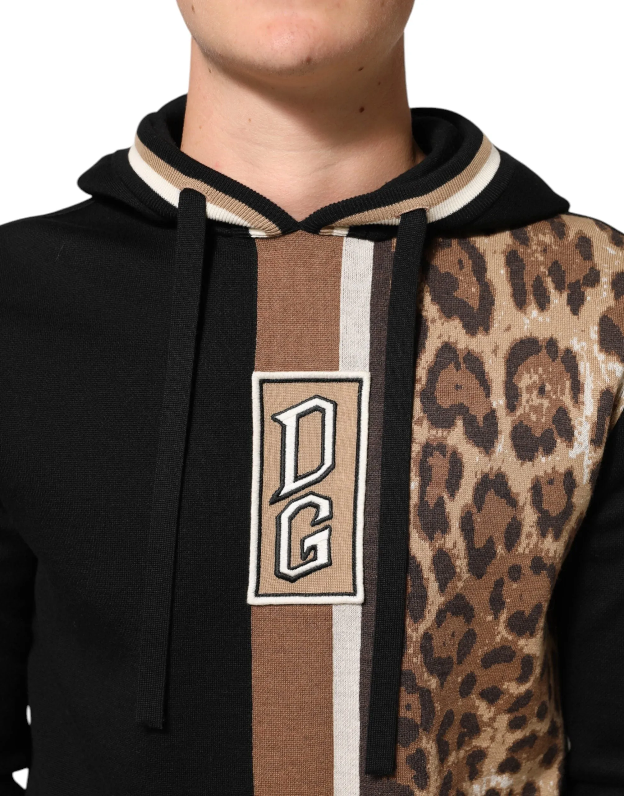 Dolce & Gabbana Black Leopard Logo Hooded Sweatshirt Sweater sold by Siebentaschen product image thumbnail 5