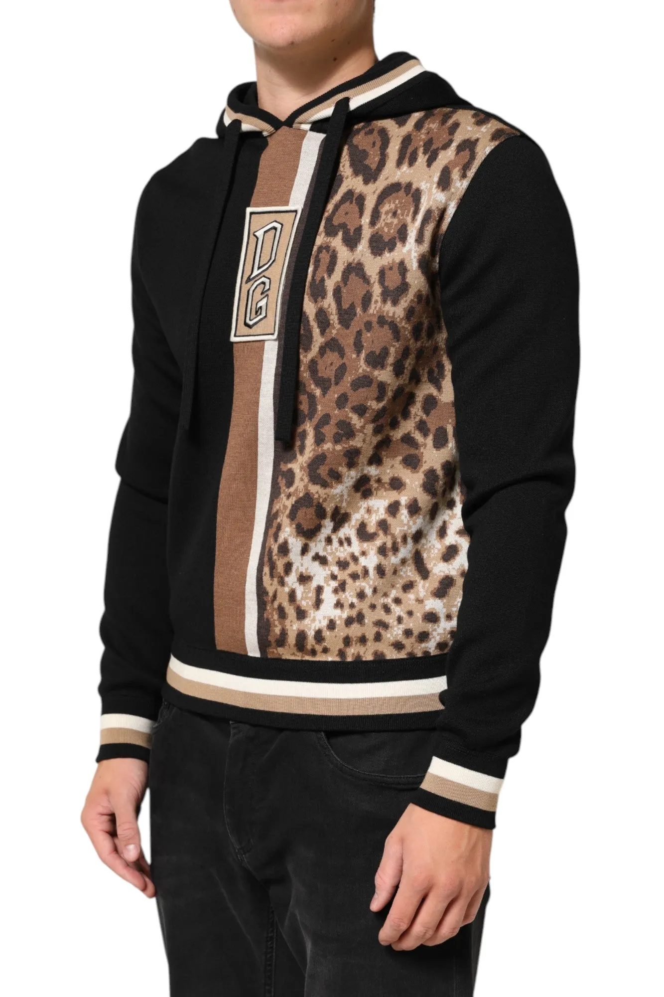 Dolce & Gabbana Black Leopard Logo Hooded Sweatshirt Sweater sold by Siebentaschen product image thumbnail 3