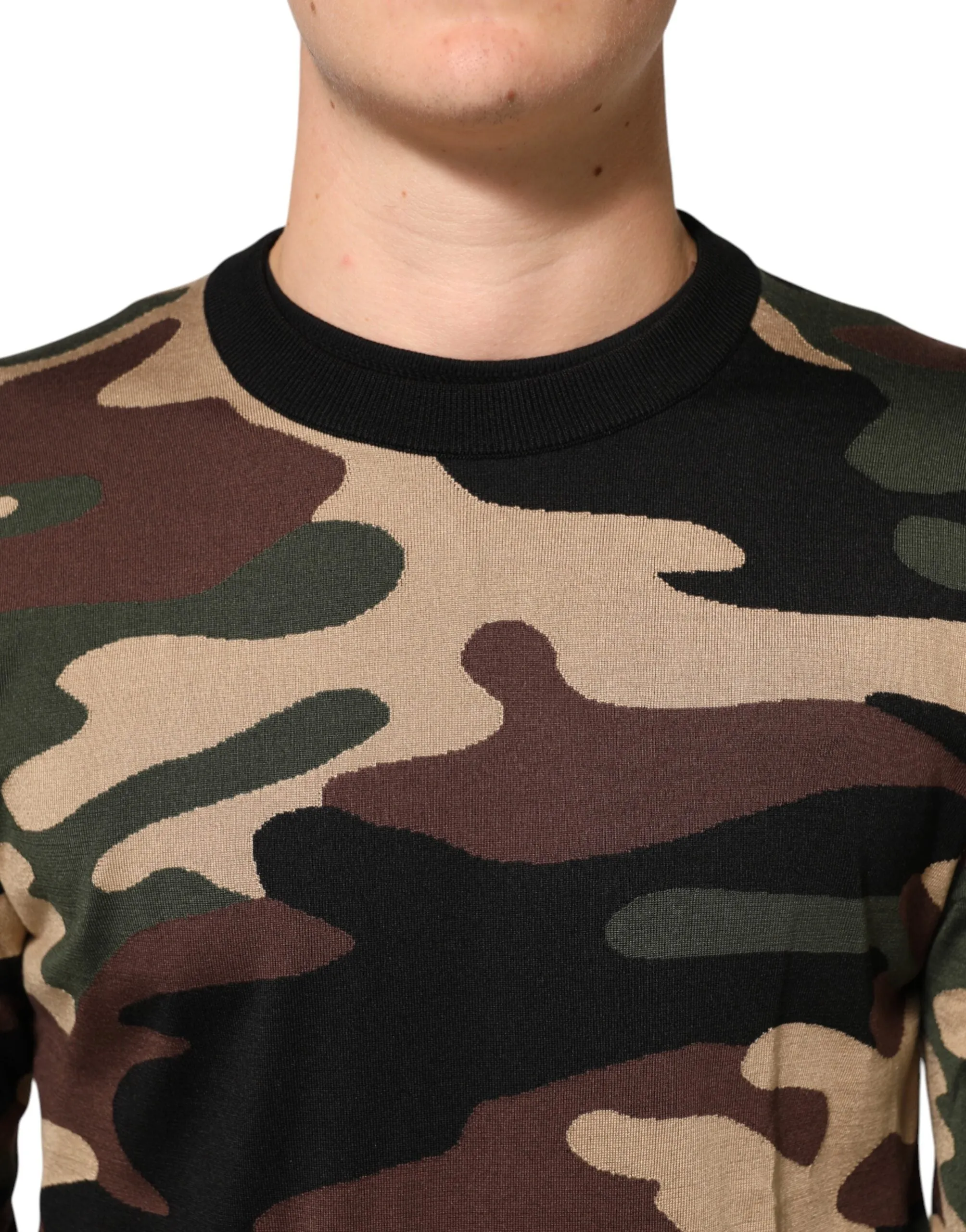 Dolce & Gabbana Multicolor Camouflage Crew Neck Men Pullover Sweater sold by Siebentaschen product image thumbnail 5