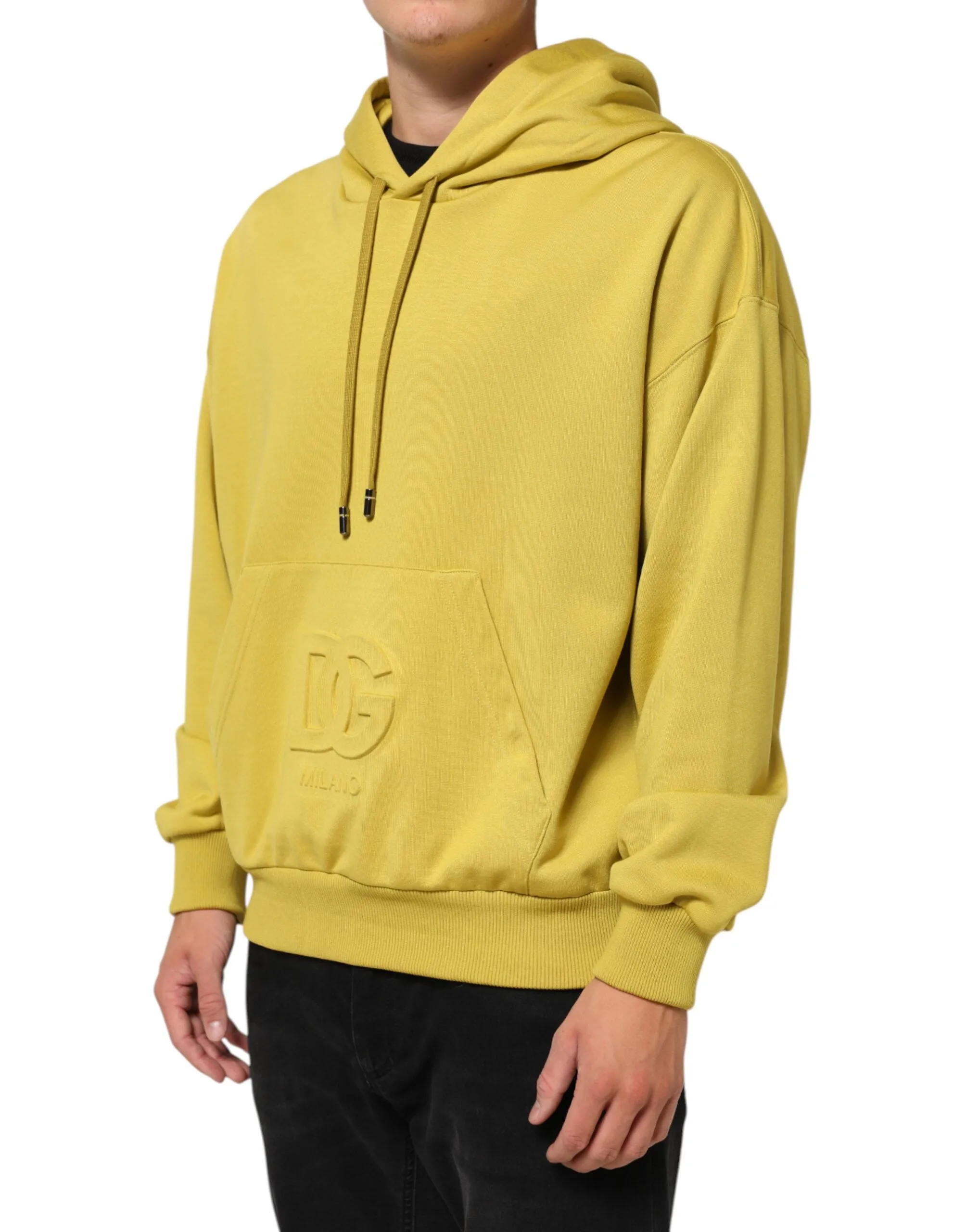 Dolce & Gabbana Yellow Logo Cotton Hooded Sweatshirt Sweater sold by Siebentaschen product image thumbnail 3