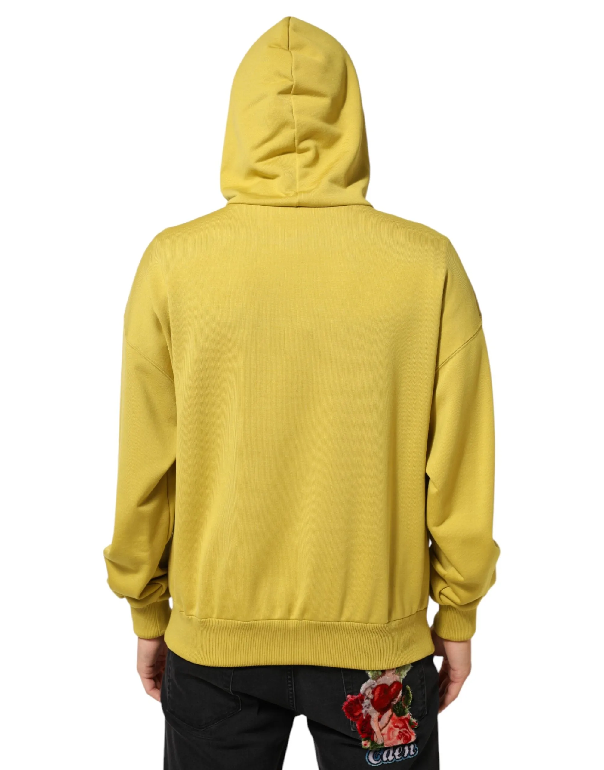 Dolce & Gabbana Yellow Logo Cotton Hooded Sweatshirt Sweater sold by Siebentaschen product image thumbnail 4