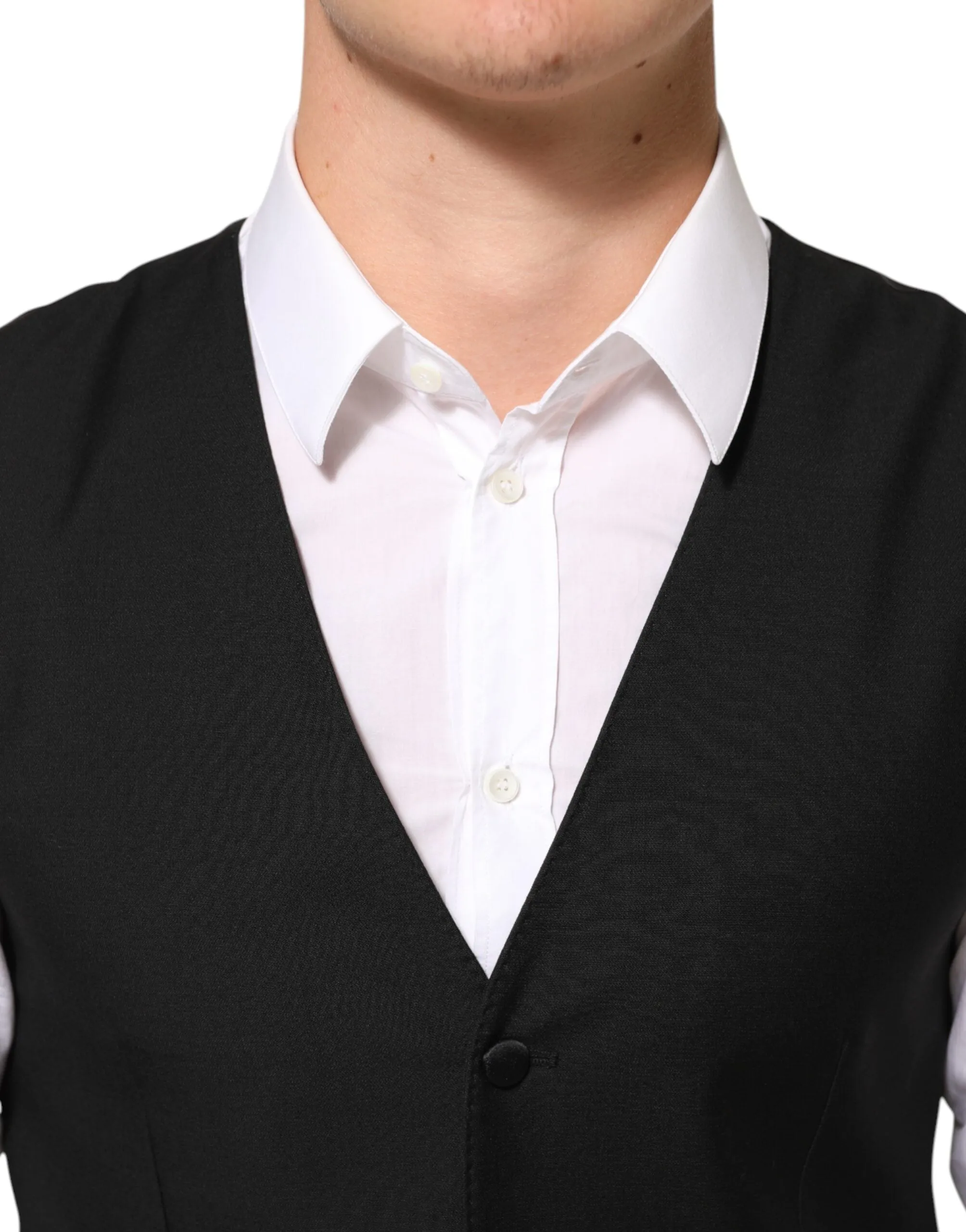 Dolce & Gabbana Black Wool Dress Formal Men Waistcoat Vest sold by Siebentaschen product image thumbnail 5