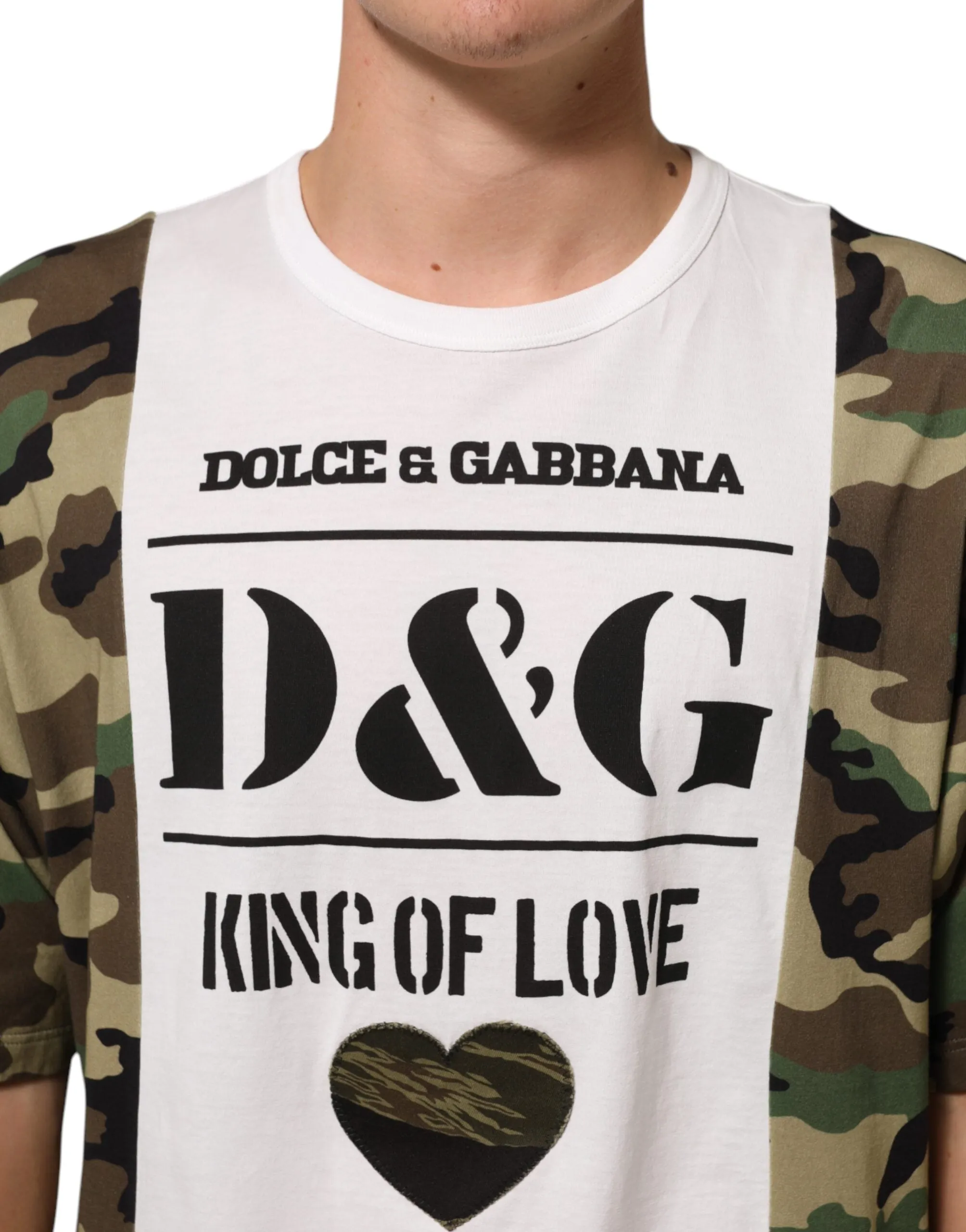 Dolce & Gabbana White Logo Camouflage Crew Neck Men T-shirt sold by Siebentaschen product image thumbnail 5