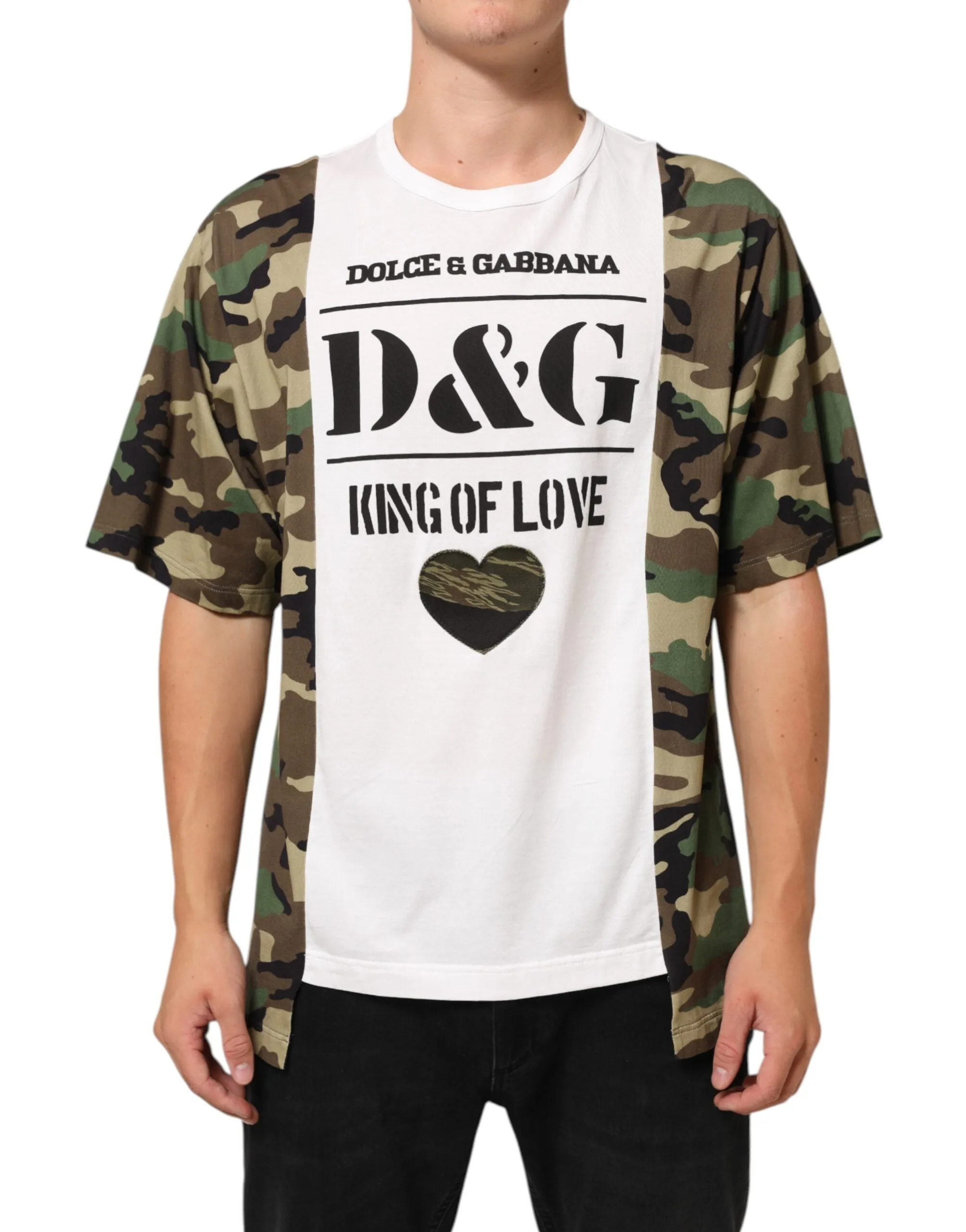 Dolce & Gabbana White Logo Camouflage Crew Neck Men T-shirt sold by Siebentaschen product image thumbnail 2