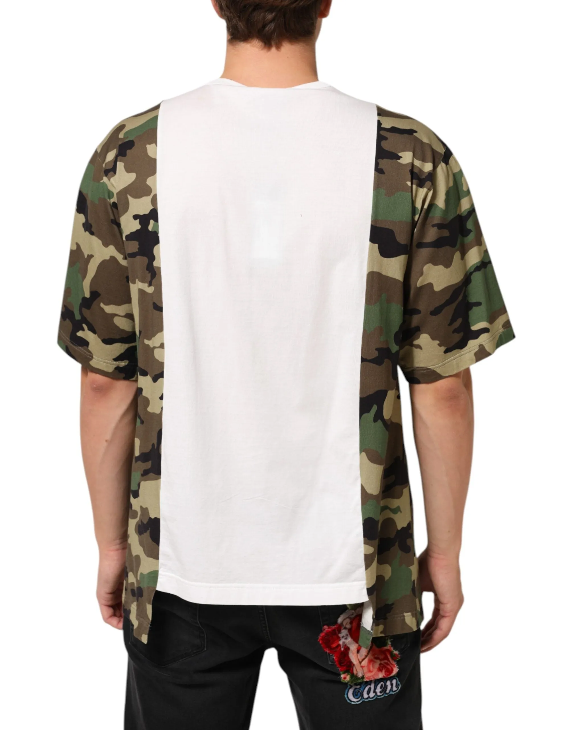 Dolce & Gabbana White Logo Camouflage Crew Neck Men T-shirt sold by Siebentaschen product image thumbnail 4