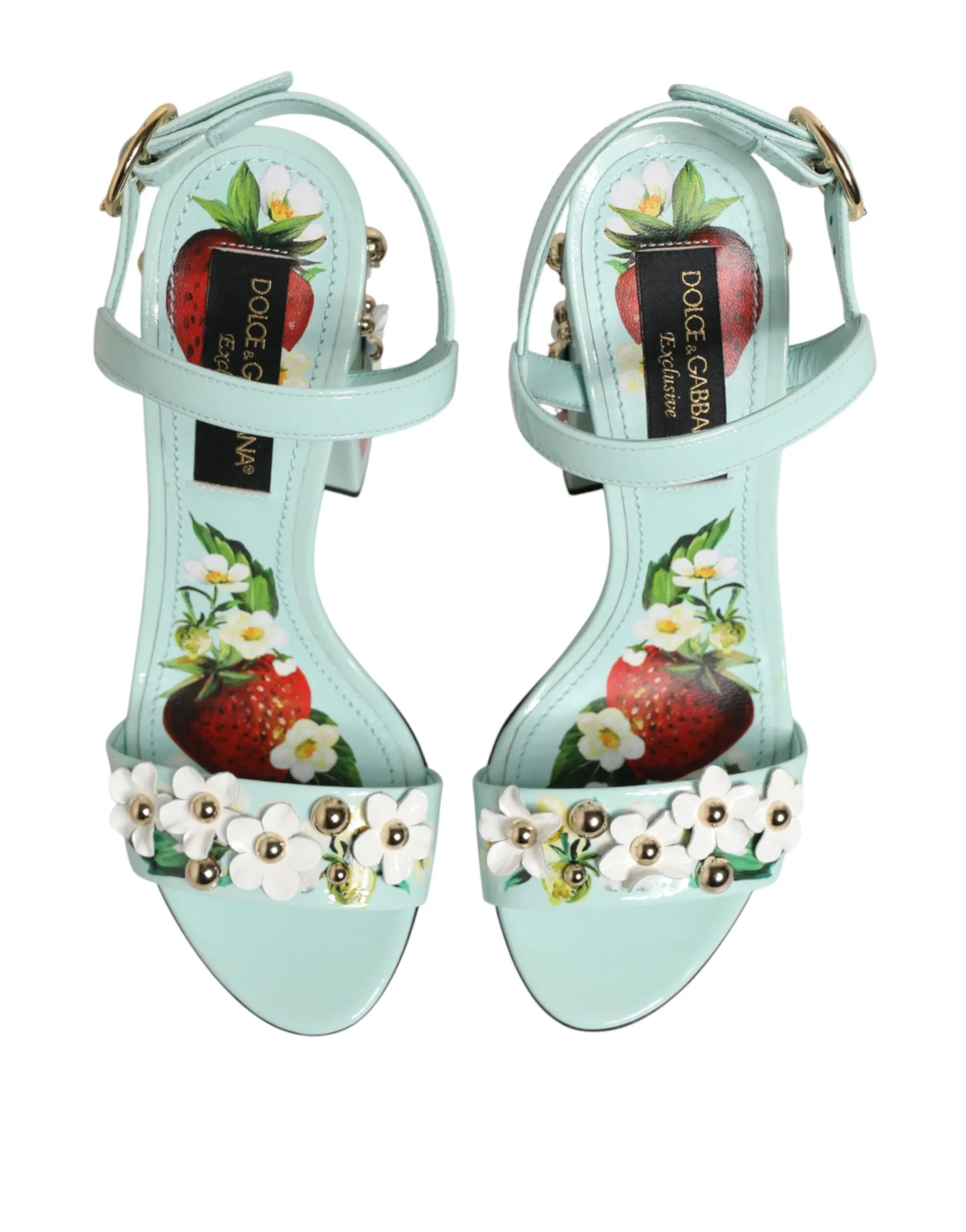 Dolce & Gabbana Mint Green Floral Studs Heels Sandals Shoes sold by Siebentaschen product image thumbnail 4