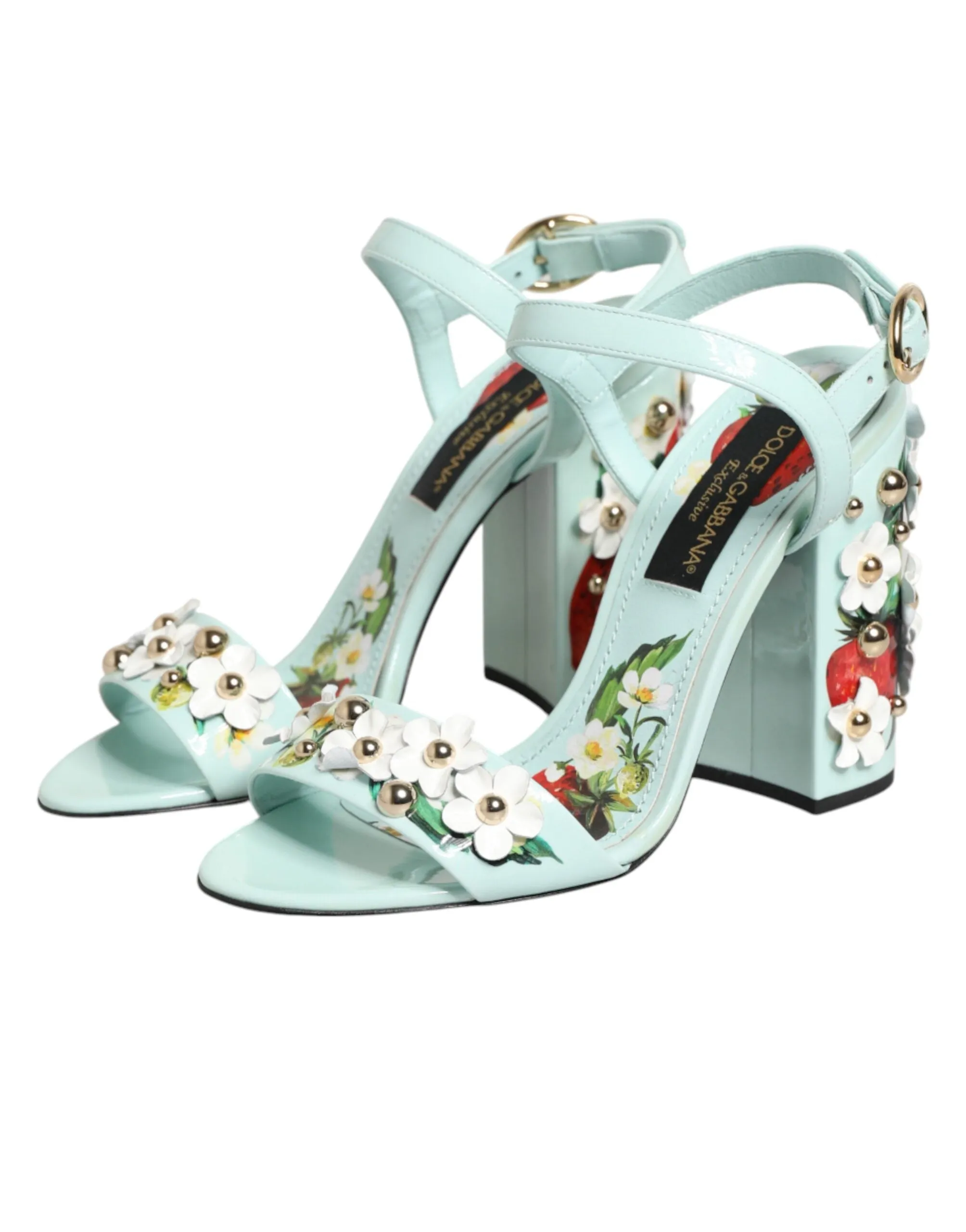 Dolce & Gabbana Mint Green Floral Studs Heels Sandals Shoes sold by Siebentaschen product image thumbnail 5