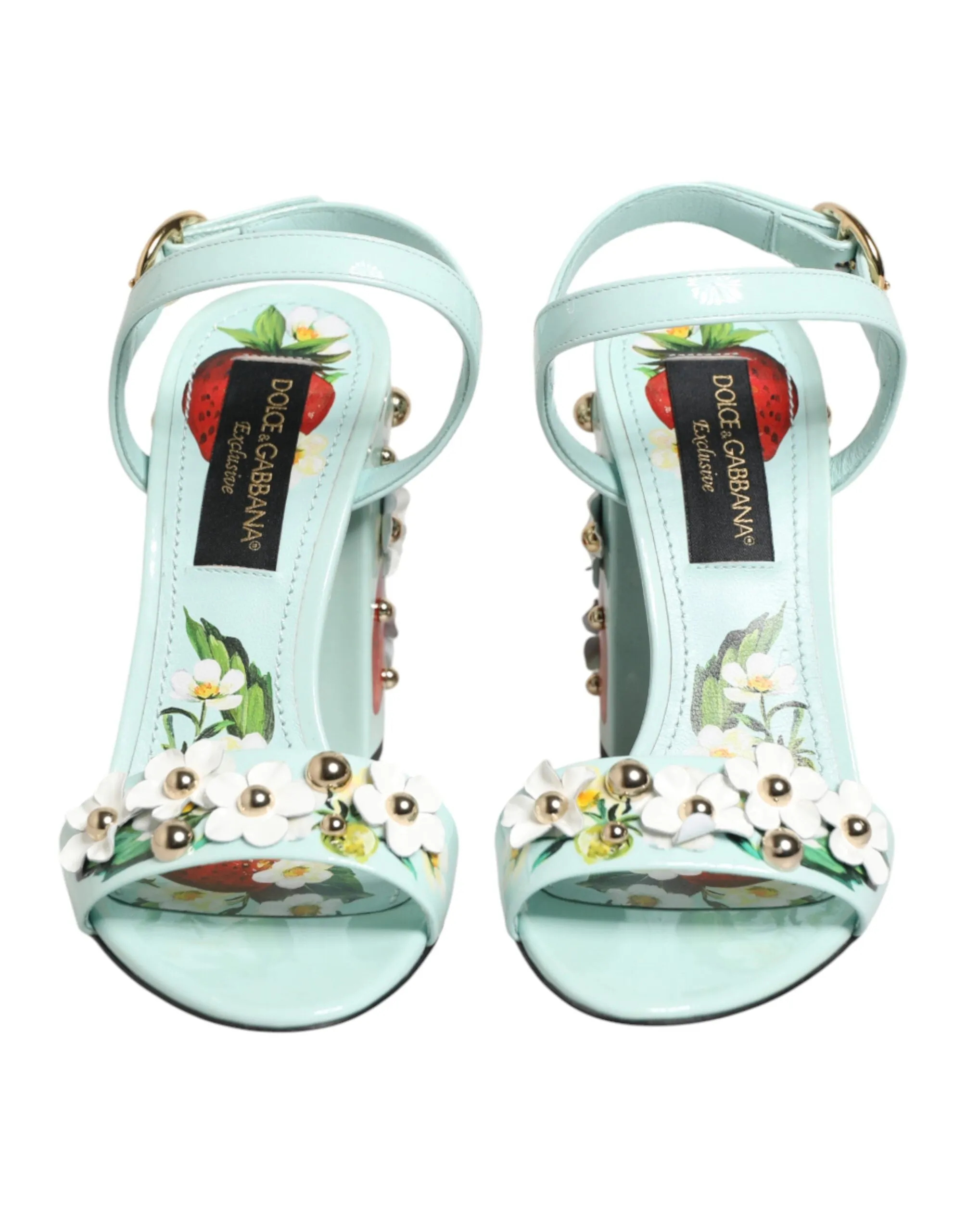 Dolce & Gabbana Mint Green Floral Studs Heels Sandals Shoes sold by Siebentaschen product image thumbnail 3