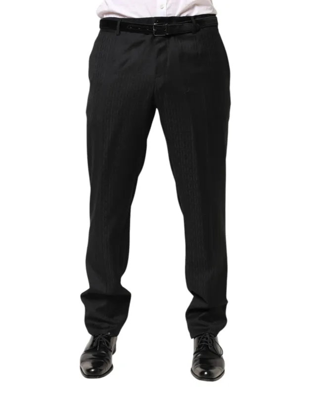 Dolce & Gabbana Black Wool Mid Waist Dress Men Trouser Pants sold by Siebentaschen