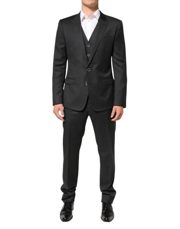Dolce & Gabbana Black MARTINI 2 Buttons Suit 3 Piece Suit sold by Siebentaschen