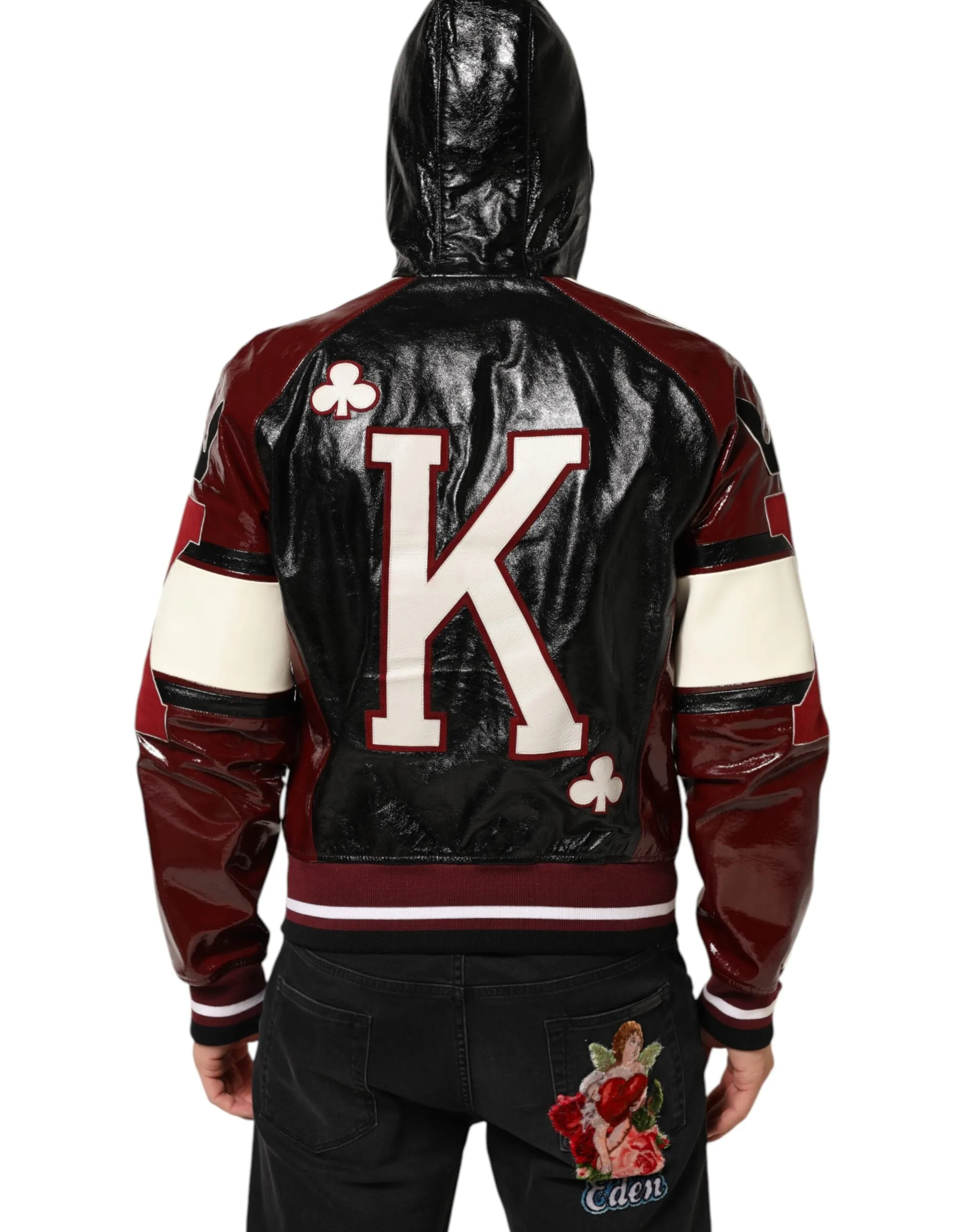 Dolce & Gabbana Multicolor Hooded Leather DG King Men Biker Jacket sold by Siebentaschen product image thumbnail 4