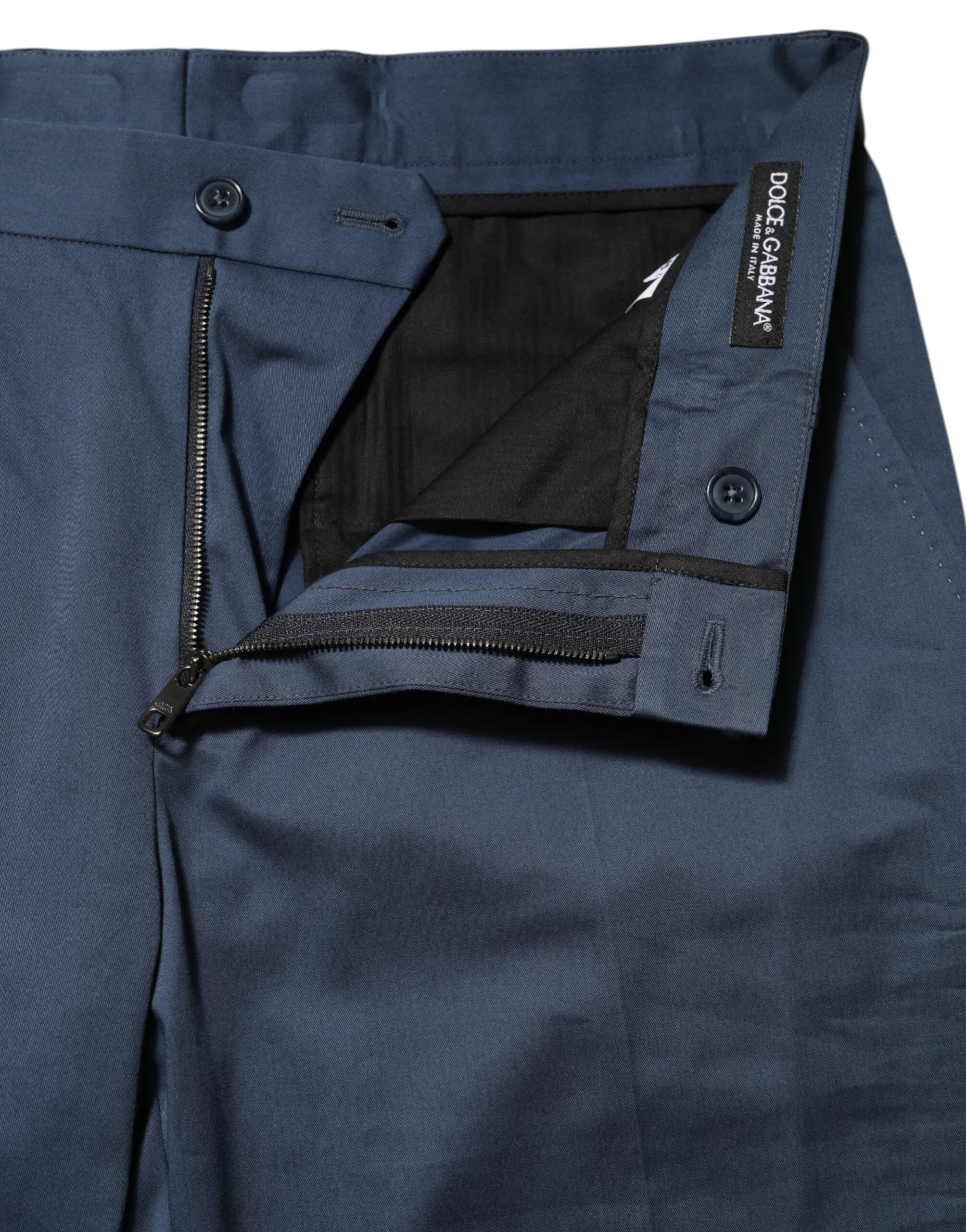 Dolce & Gabbana Blue Cotton Mid Waist Dress Men Trouser Pants sold by Siebentaschen product image thumbnail 5