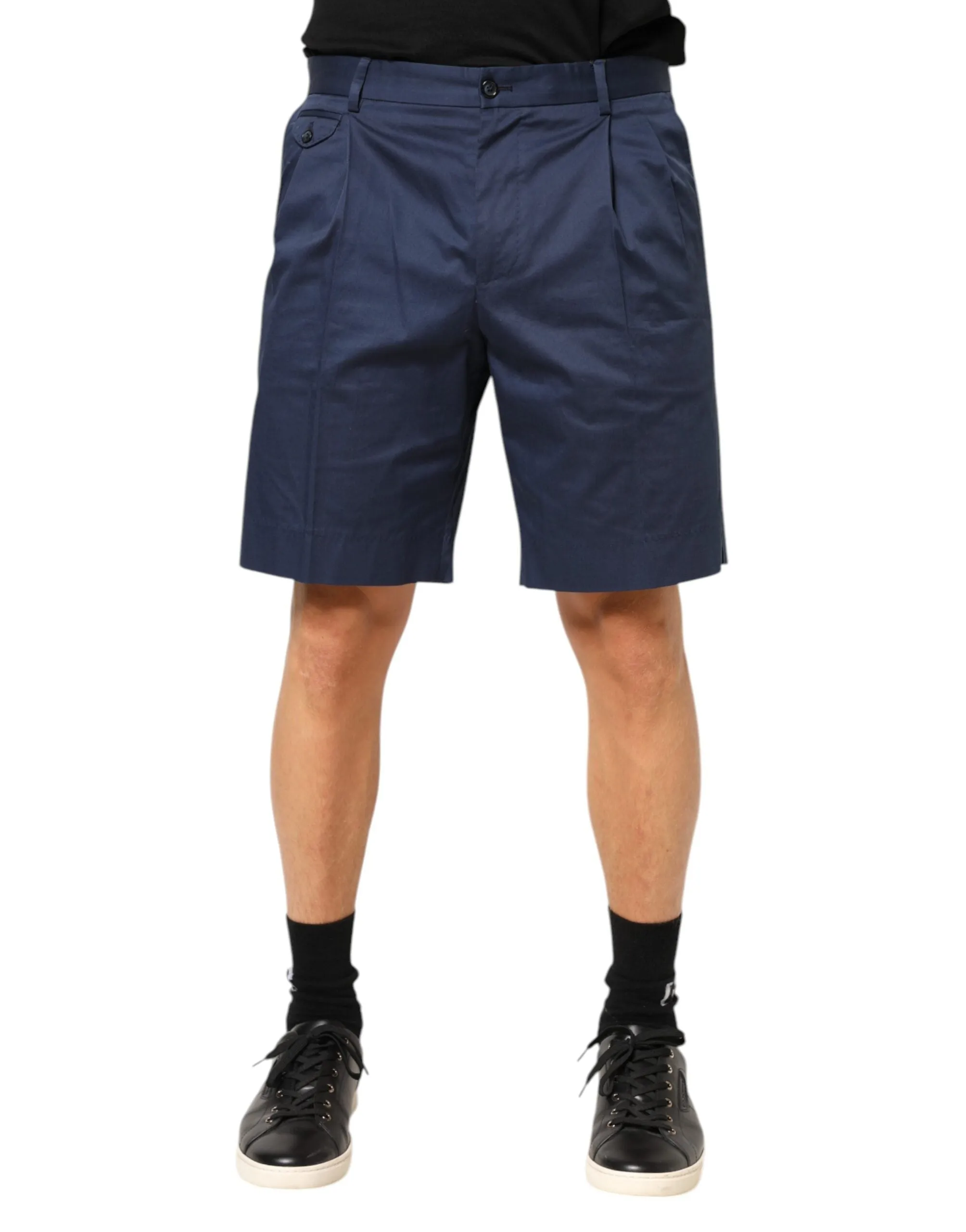 Dolce & Gabbana Blue Cotton Stretch Mid Waist Bermuda Shorts sold by Siebentaschen product image thumbnail 2
